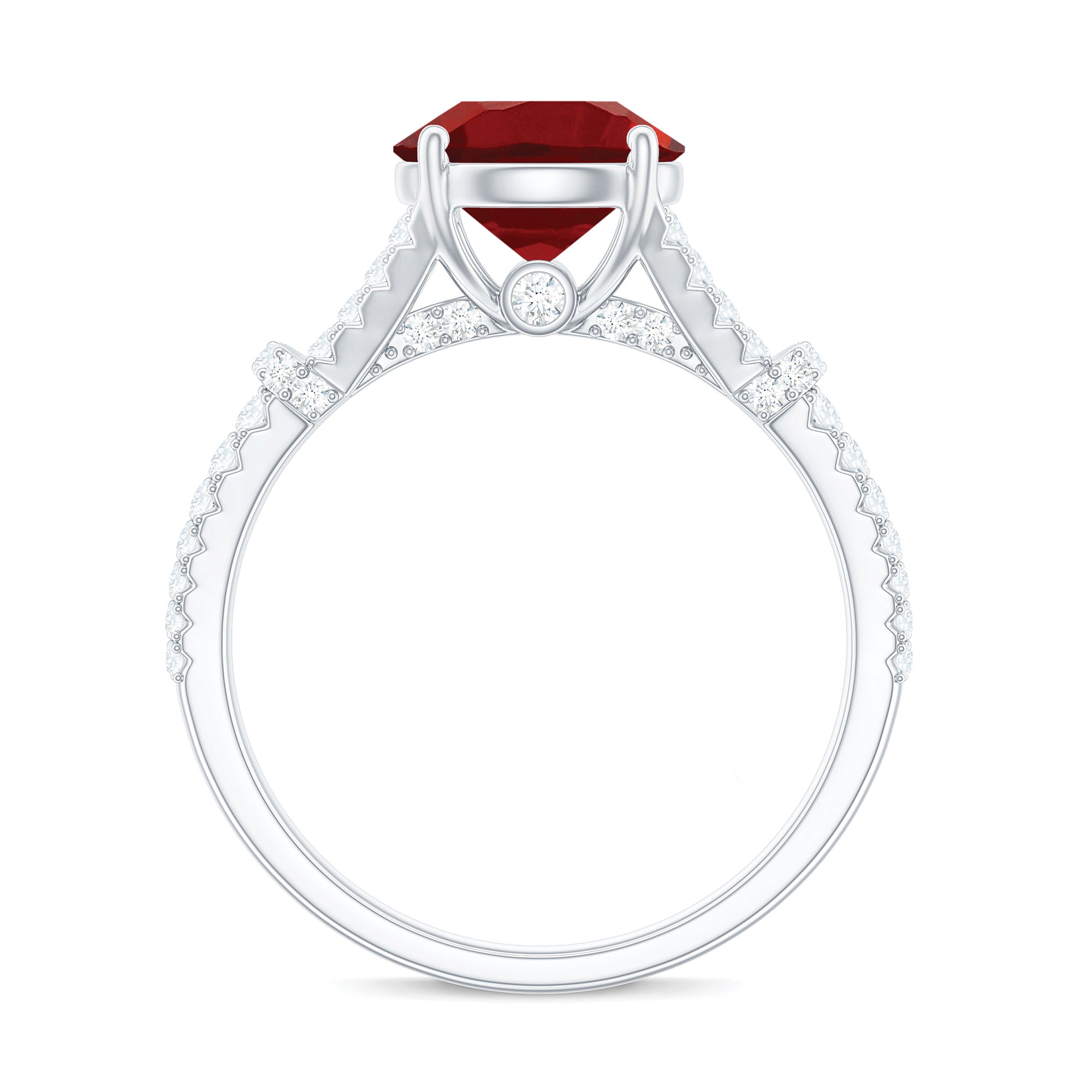 Rosec Jewels-Lab Created Ruby and Diamond Split Shank Engagement Ring