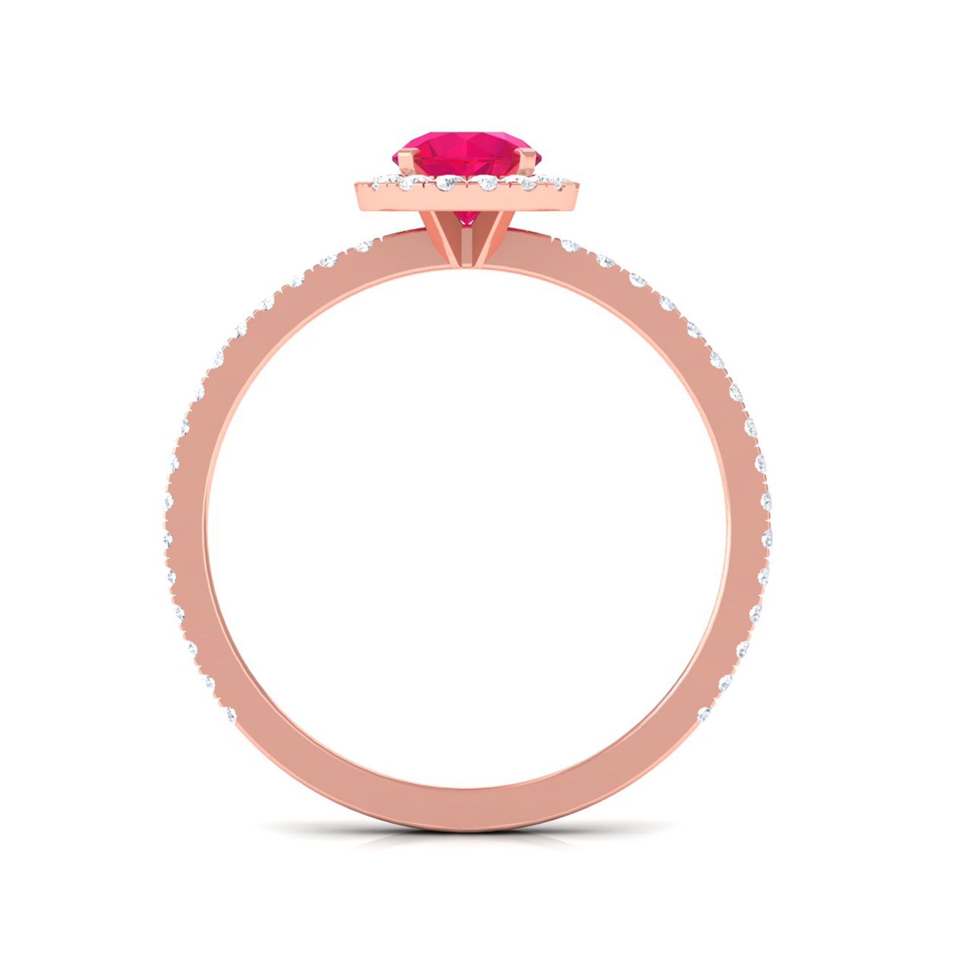 Minimal 0.6 Carat Ruby Engagement Ring with Diamond Halo AAA - Rosec Jewels