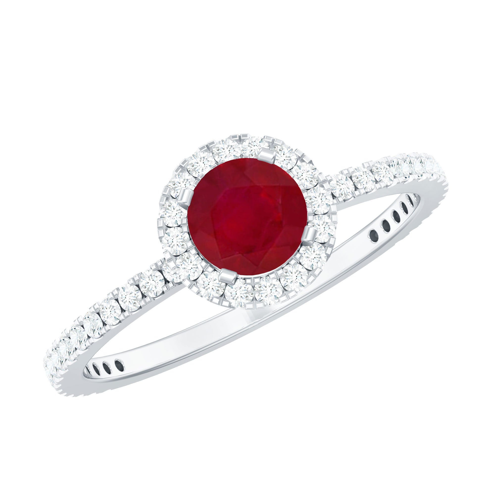 1 CT Minimal Ruby and Diamond Engagement Ring