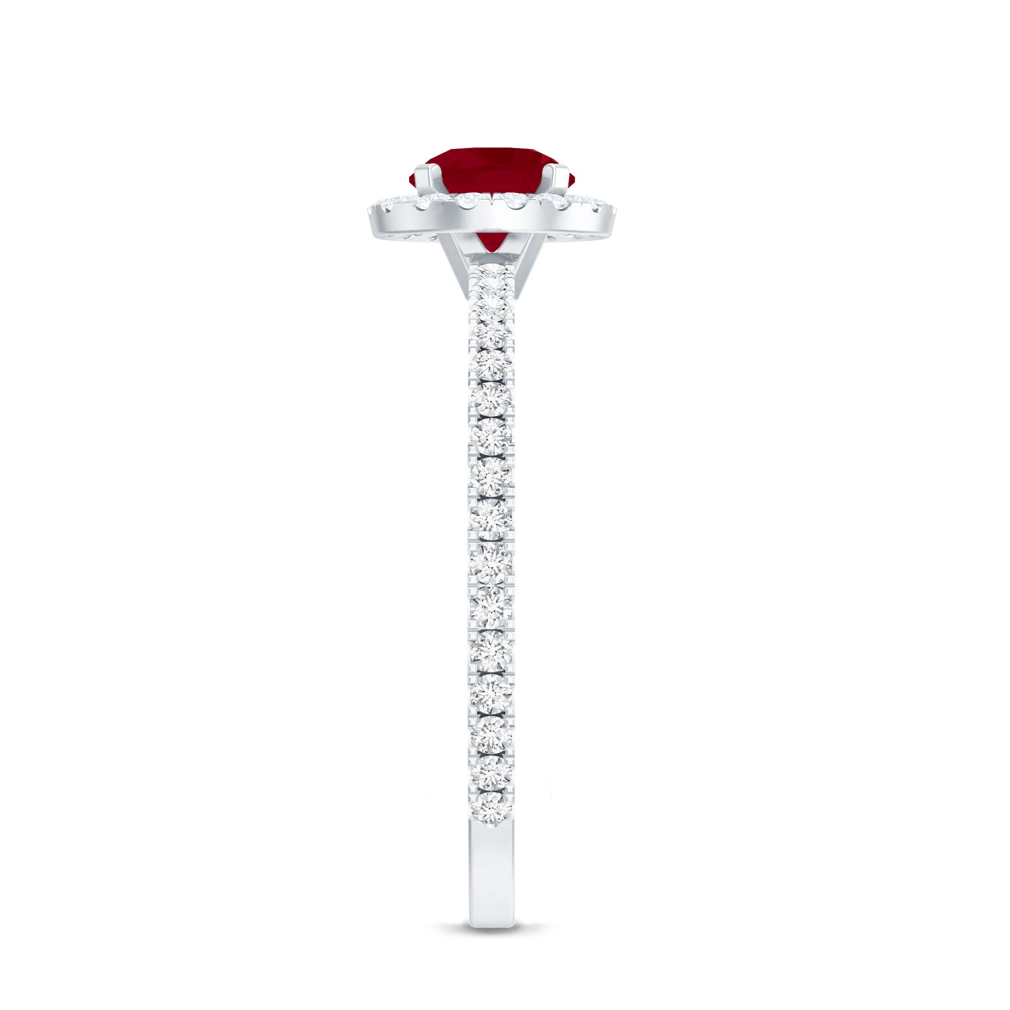 Minimal 0.6 Carat Ruby Engagement Ring with Diamond Halo AAA - Rosec Jewels