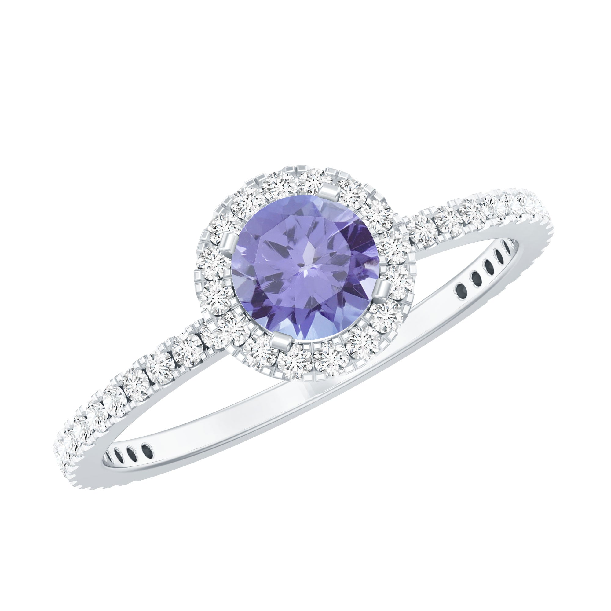 Womens Tanzanite Halo Ring with Diamond AAA - Rosec Jewels