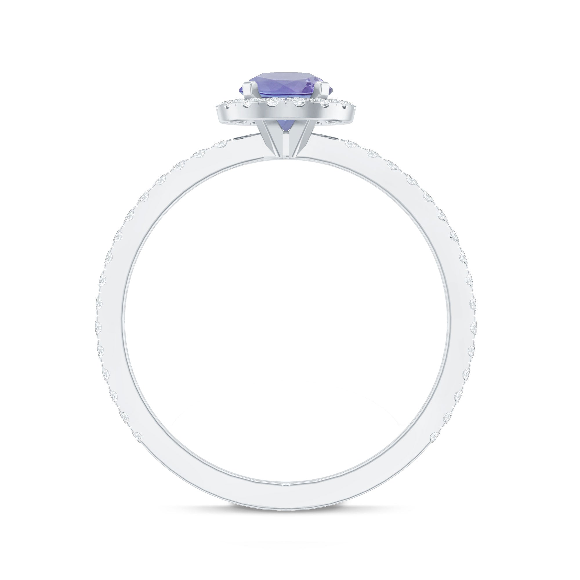 Womens Tanzanite Halo Ring with Diamond AAA - Rosec Jewels