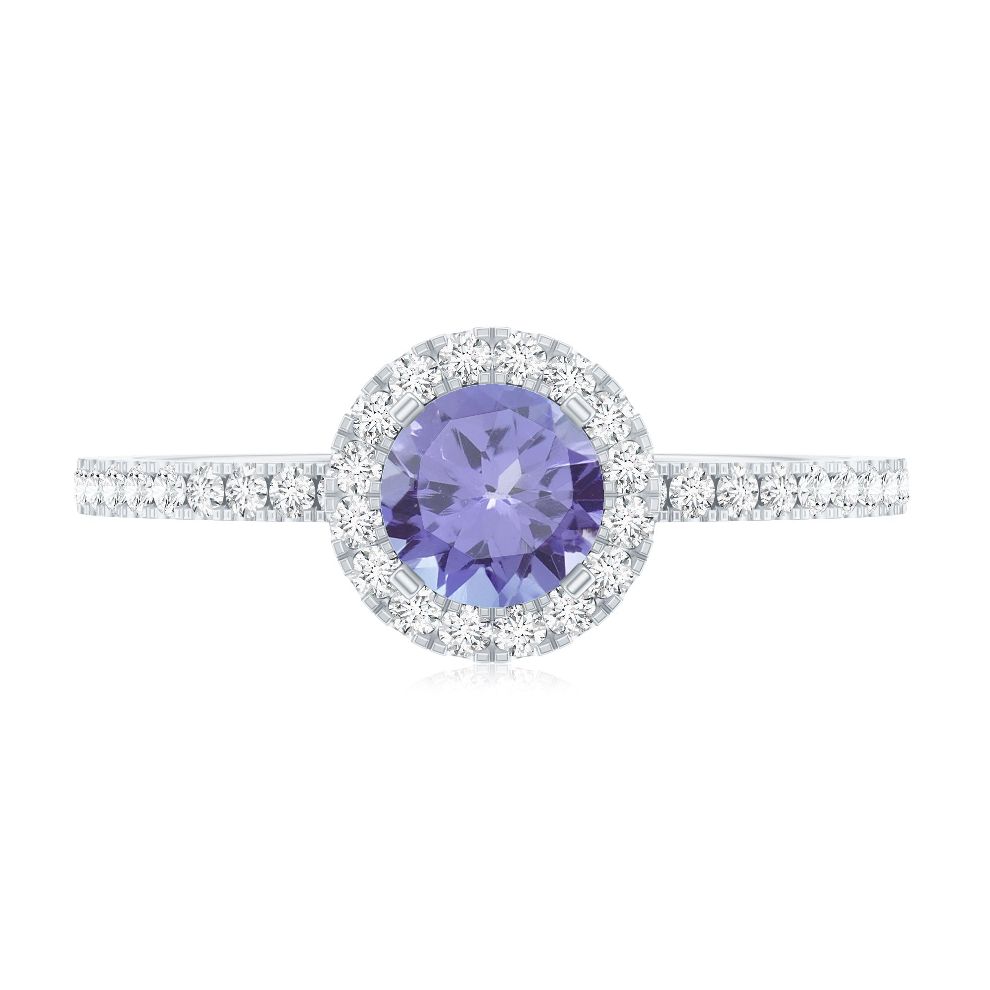 Womens Tanzanite Halo Ring with Diamond AAA - Rosec Jewels