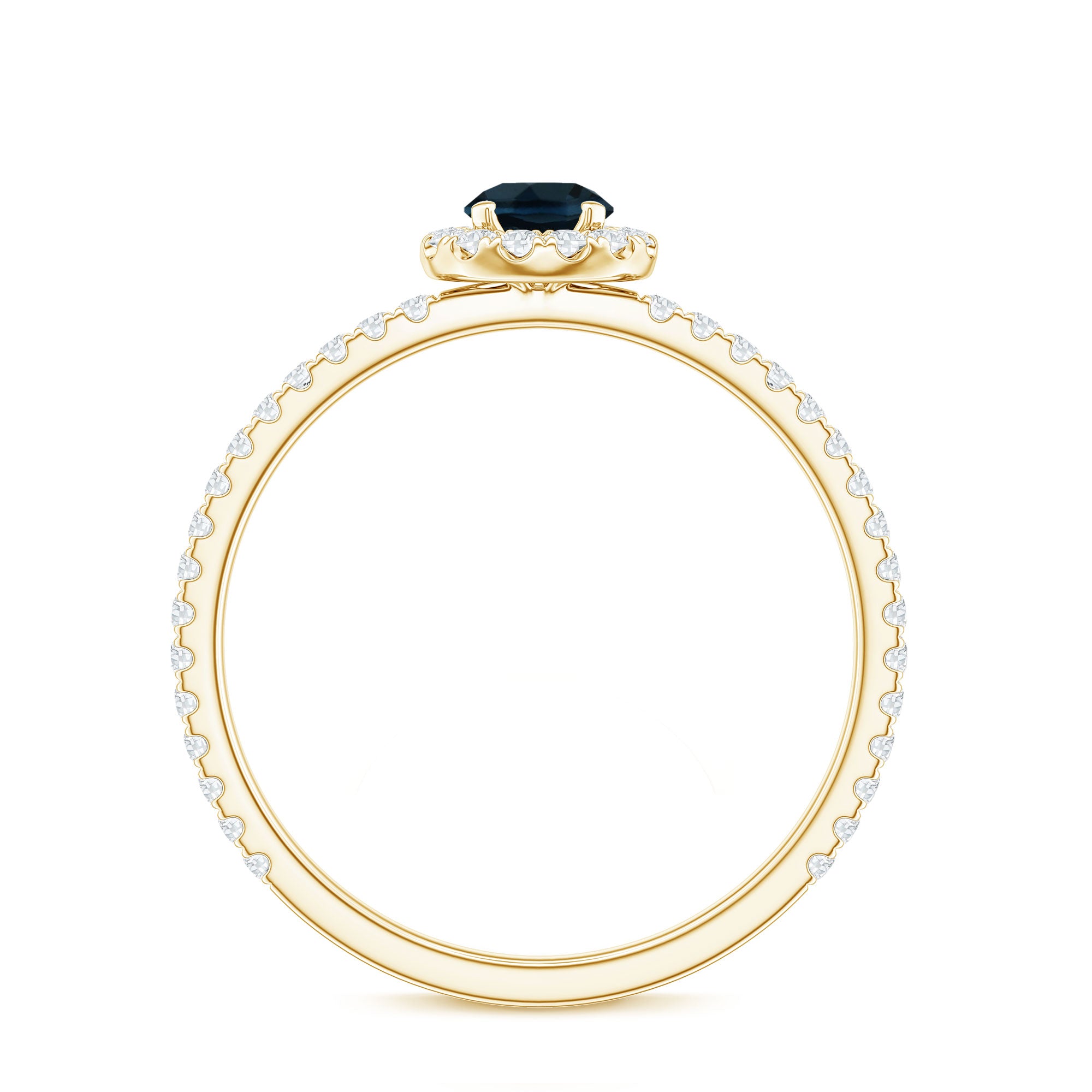 Rosec Jewels-Round Shaped Blue Topaz and Diamond Minimal Engagement Ring