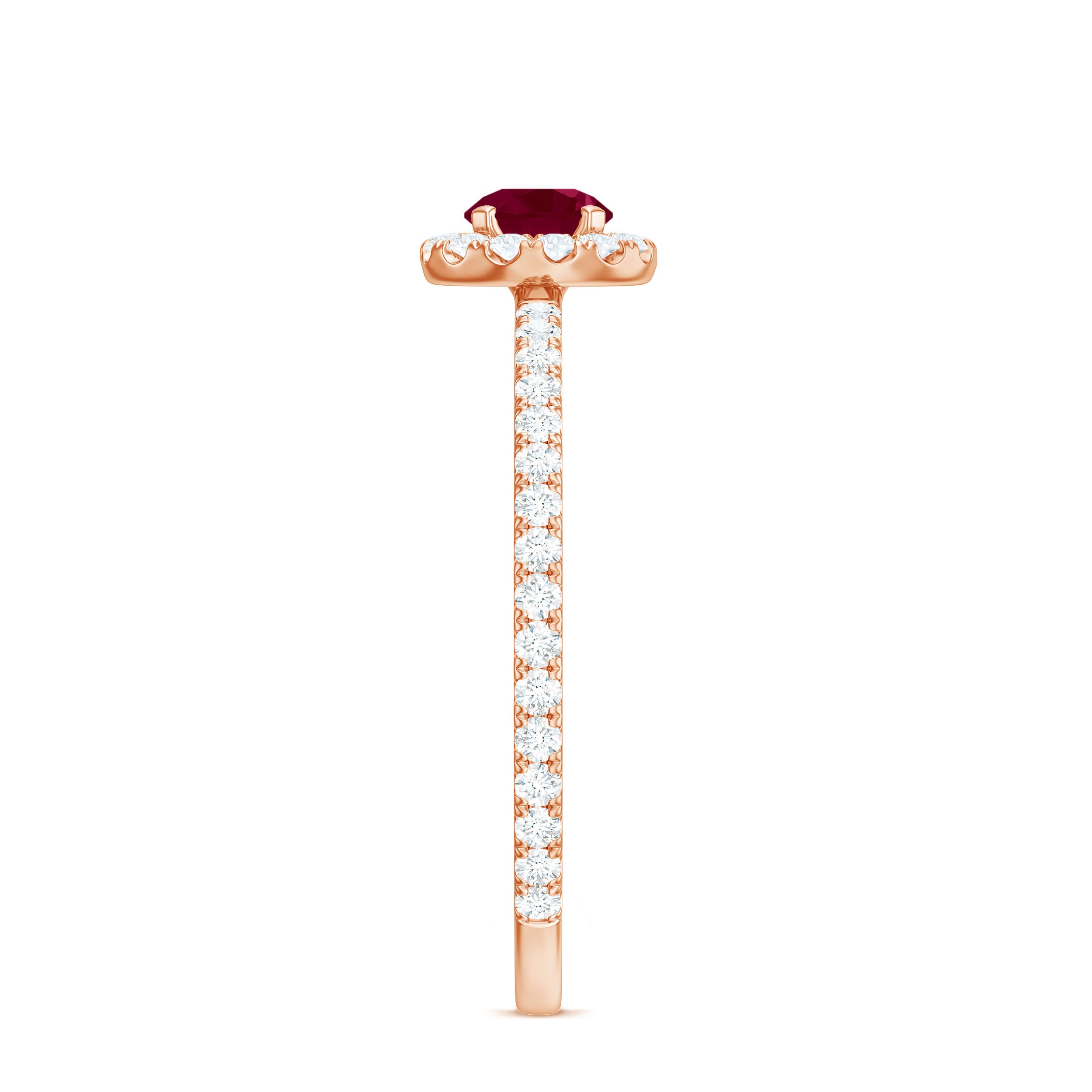 Real 0.6 Carat Ruby Engagement Ring with Diamond Halo AAA - Rosec Jewels