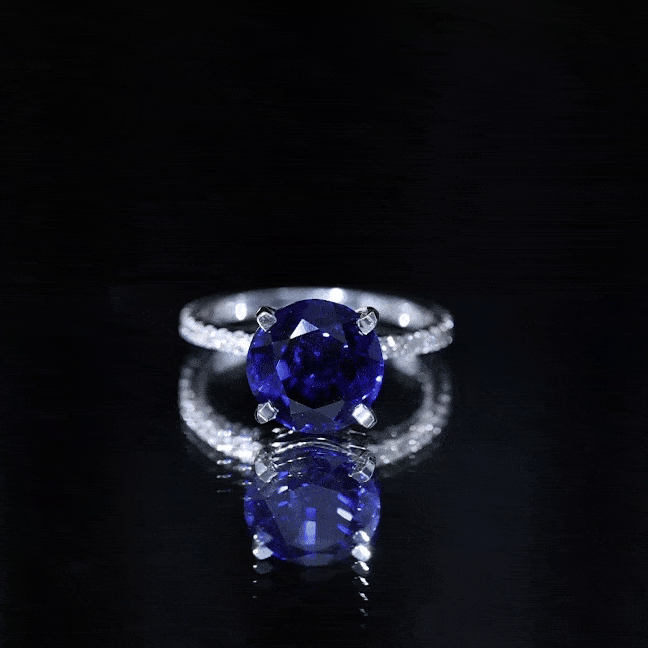 Certified 4.5 Carat Lab Grown Blue Sapphire Engagement Ring with Diamond AAAA - Rosec Jewels