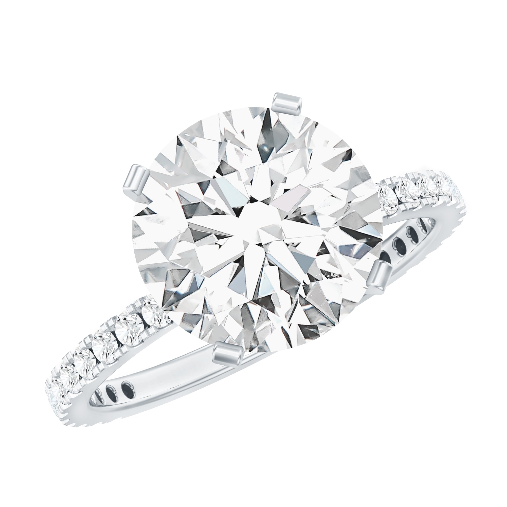 Certified Moissanite 10 MM Round Cut Engagement Ring D-VS1 - Rosec Jewels
