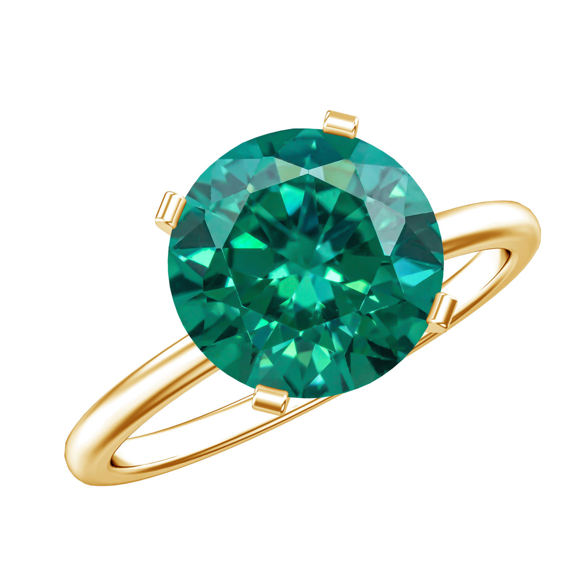 3.5 Carat Round Lab Created Emerald Solitaire Engagement Ring AAAA - Rosec Jewels