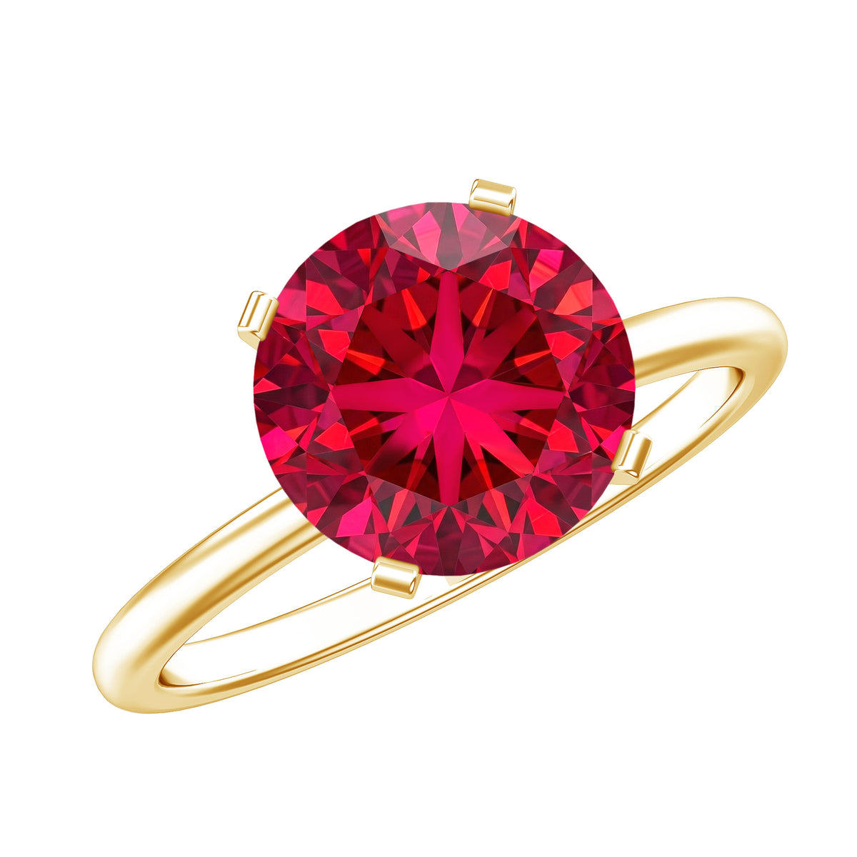 Solitaire Lab Grown 5 Carat Ruby Engagement Ring with Certificate AAAA - Rosec Jewels