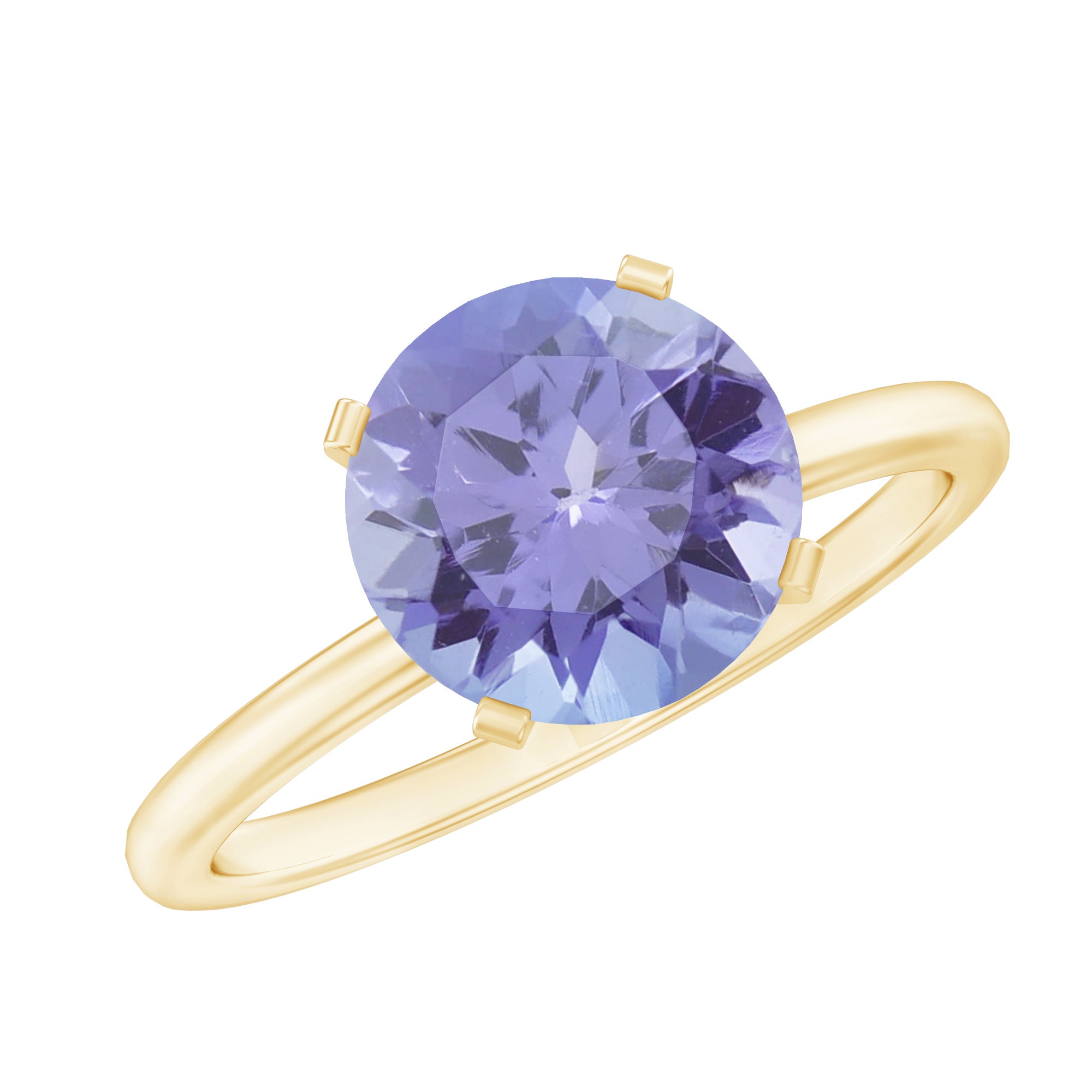 3 Carat Lab Grown Tanzanite Solitaire Engagement Ring AAAA - Rosec Jewels
