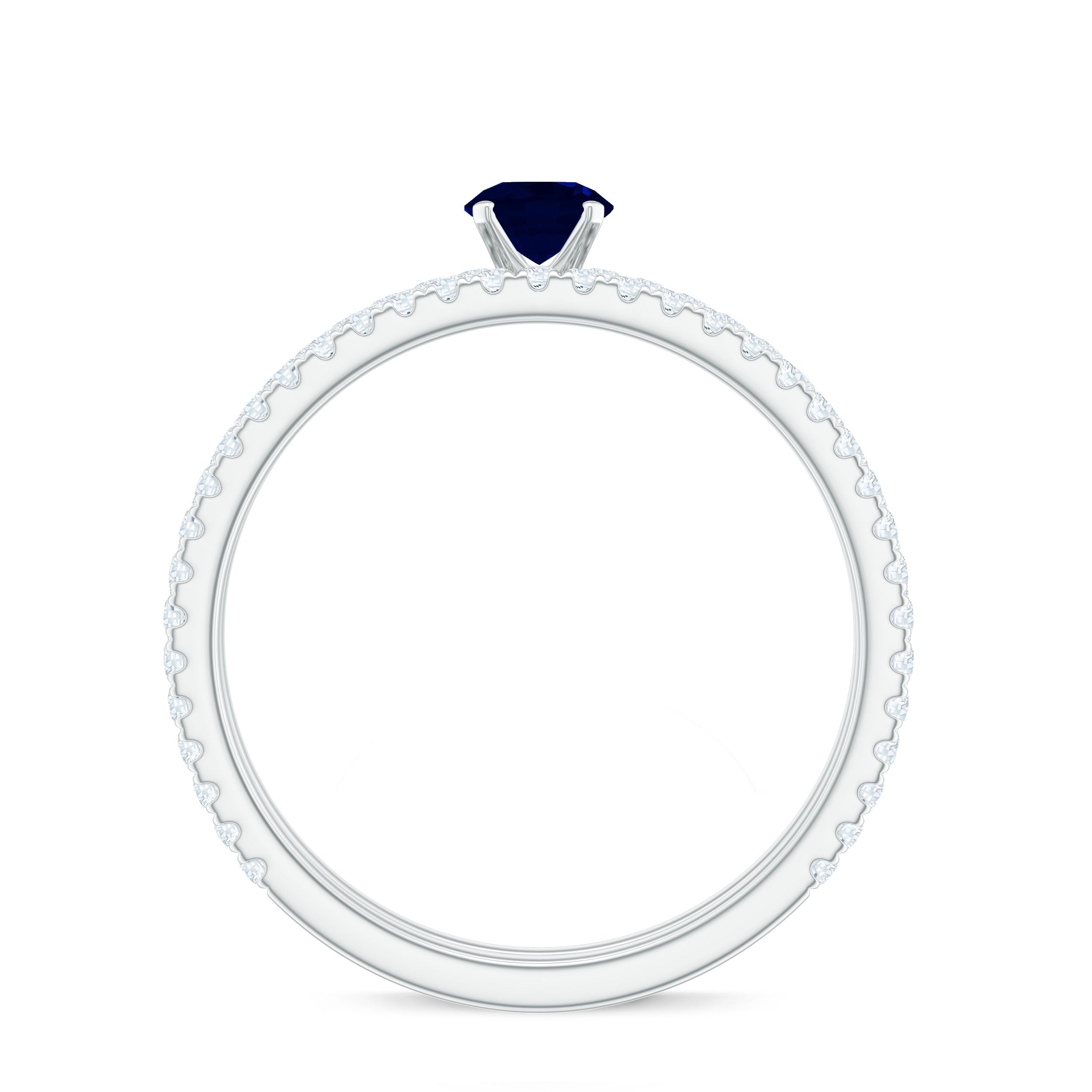 Natural Half Carat Blue Sapphire and Diamond Engagement Ring Set AAA - Rosec Jewels