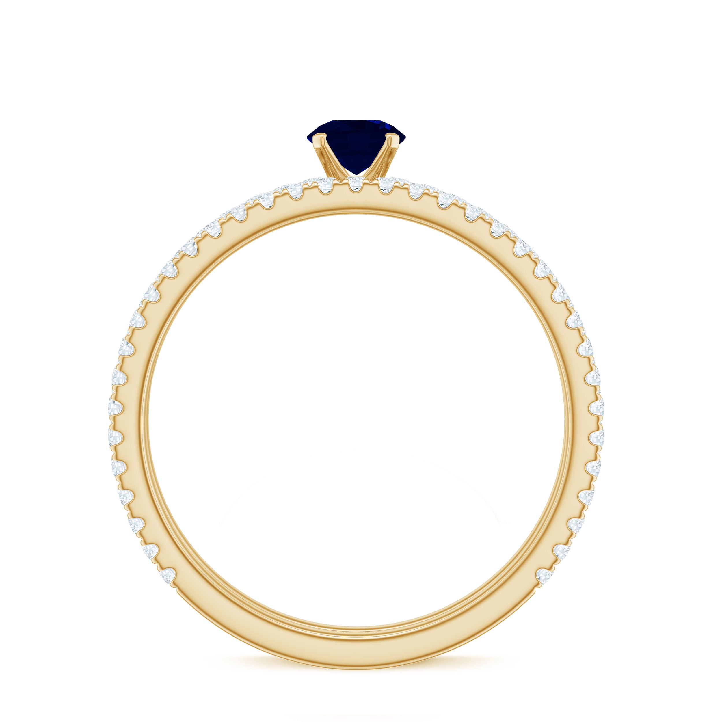 Natural Half Carat Blue Sapphire and Diamond Engagement Ring Set AAA - Rosec Jewels