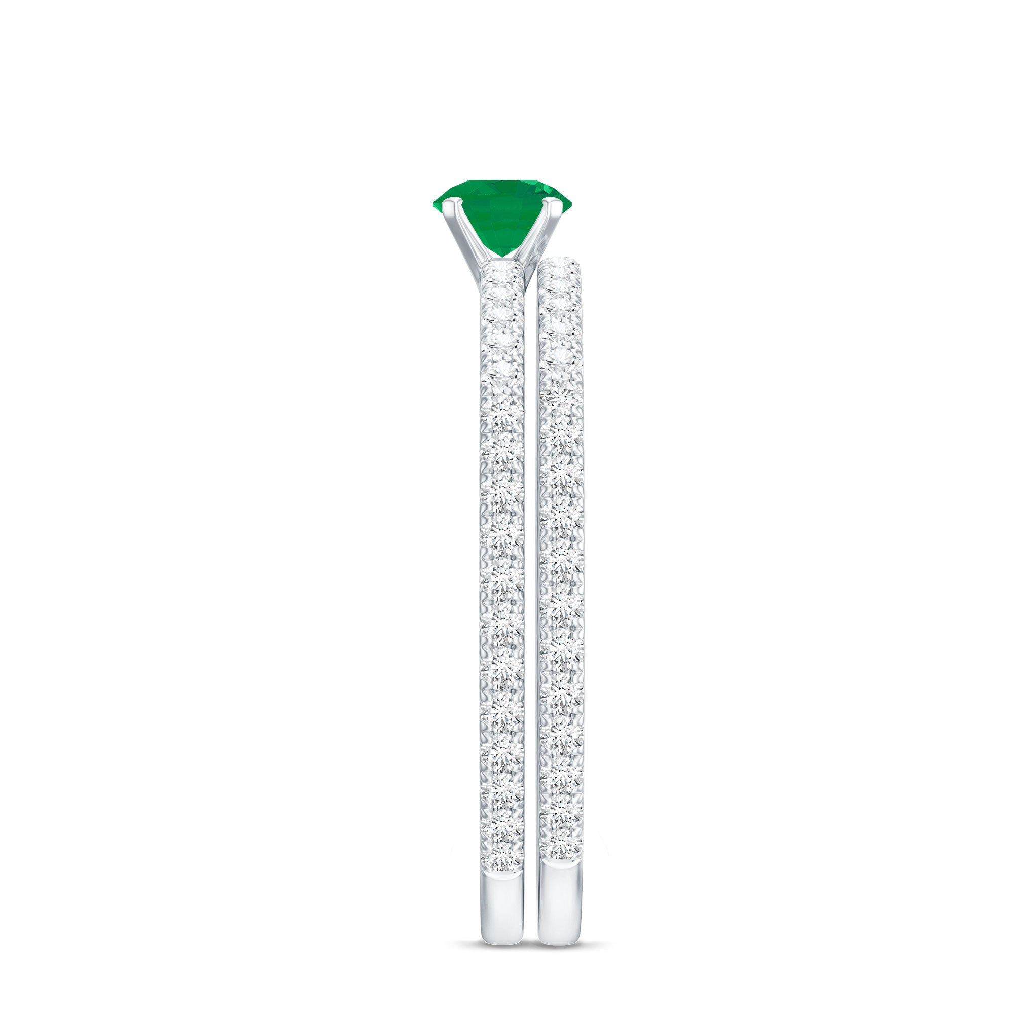 0.4 Carat Minimal Emerald Diamond Wedding Engagement Ring Set of 2 AAA - Rosec Jewels