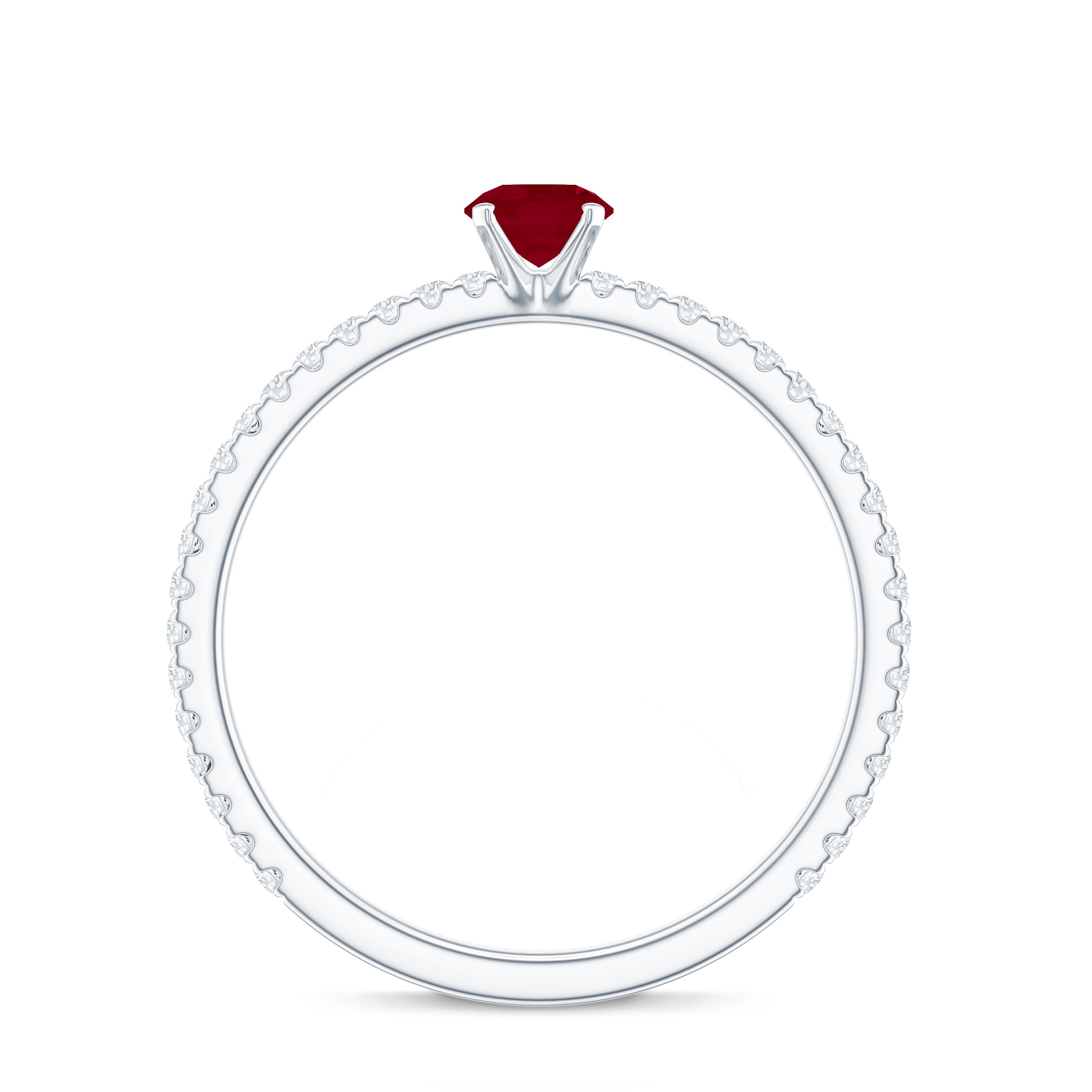 Natural Ruby Promise Ring with Diamond for Women AAA - Rosec Jewels