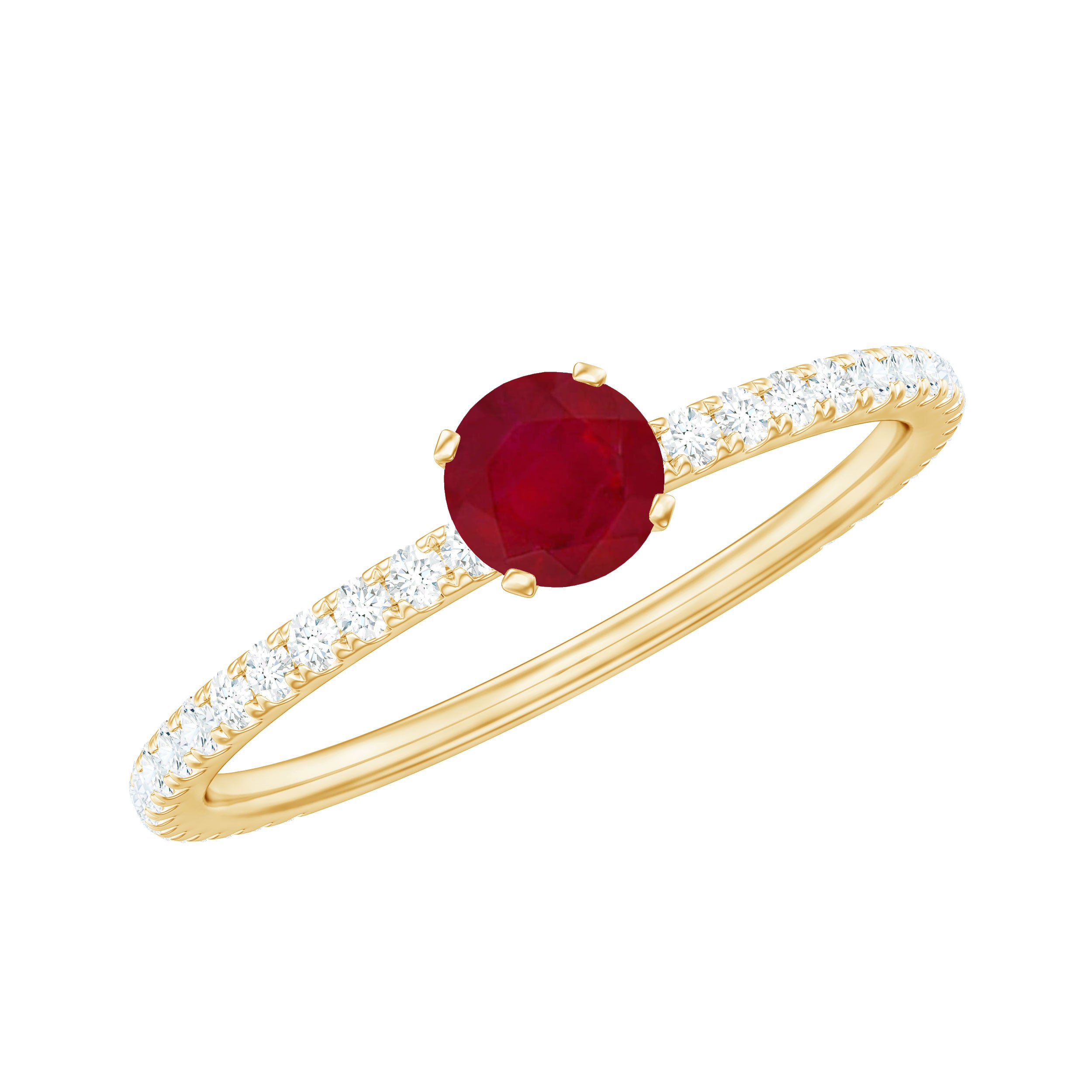 Rosec Jewels-Natural Ruby Promise Ring with Diamond for Women