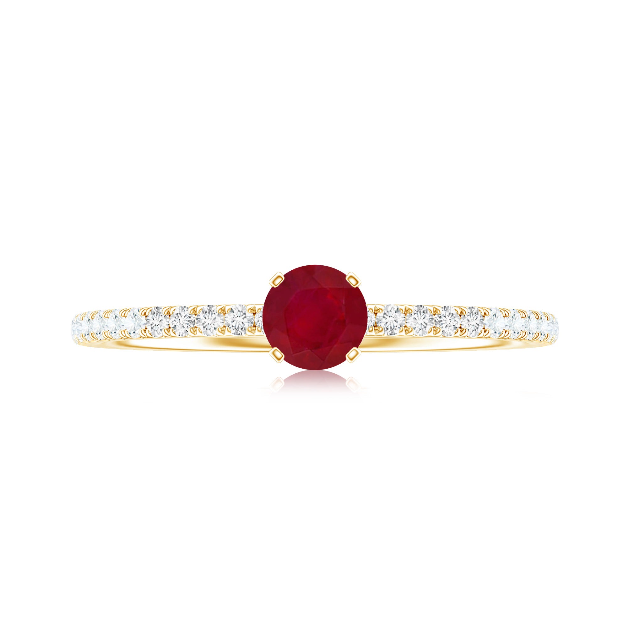 Natural Ruby Promise Ring with Diamond for Women AAA - Rosec Jewels
