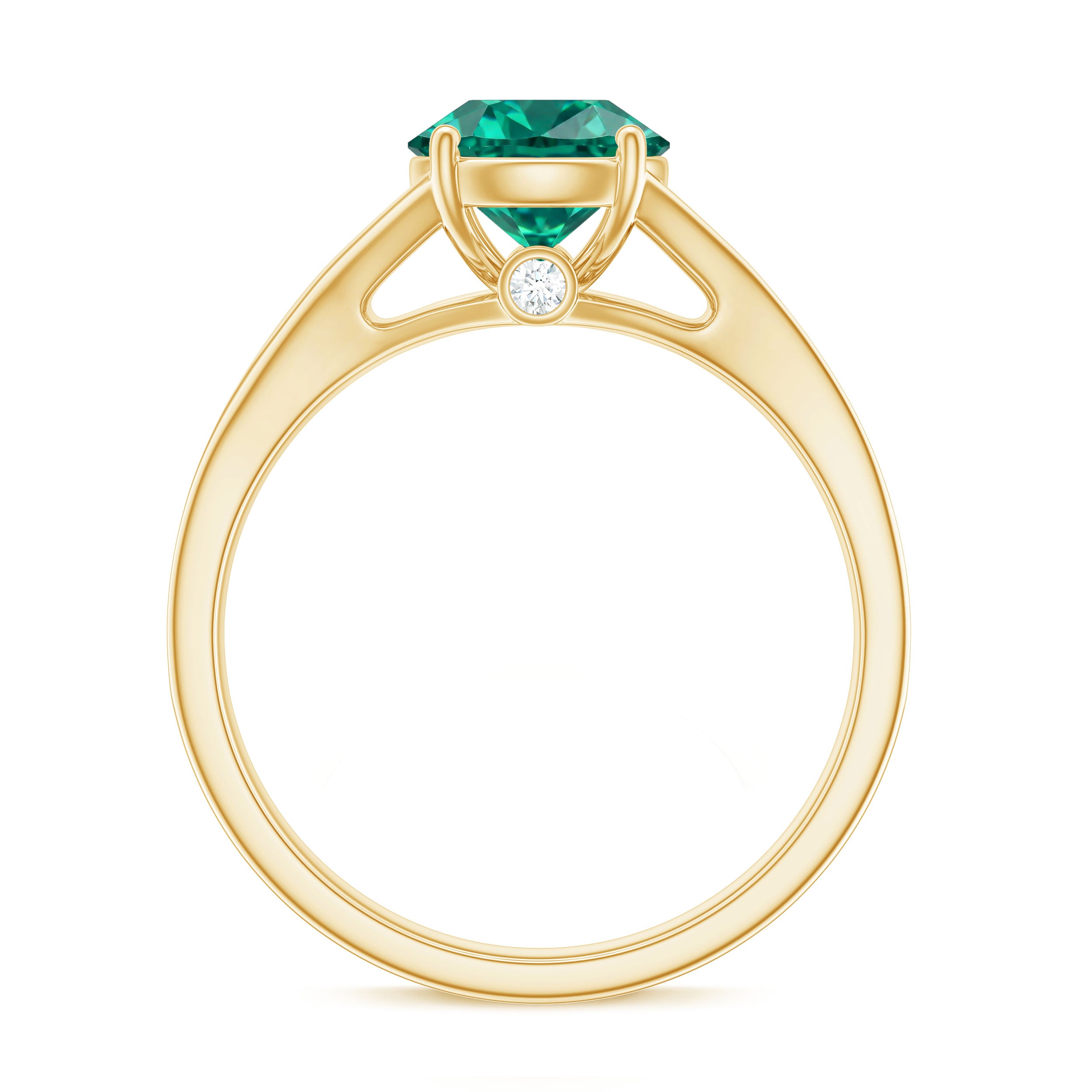 Certified 2 Carat Lab Grown Emerald Split Shank Engagement Ring with Diamond AAAA - Rosec Jewels