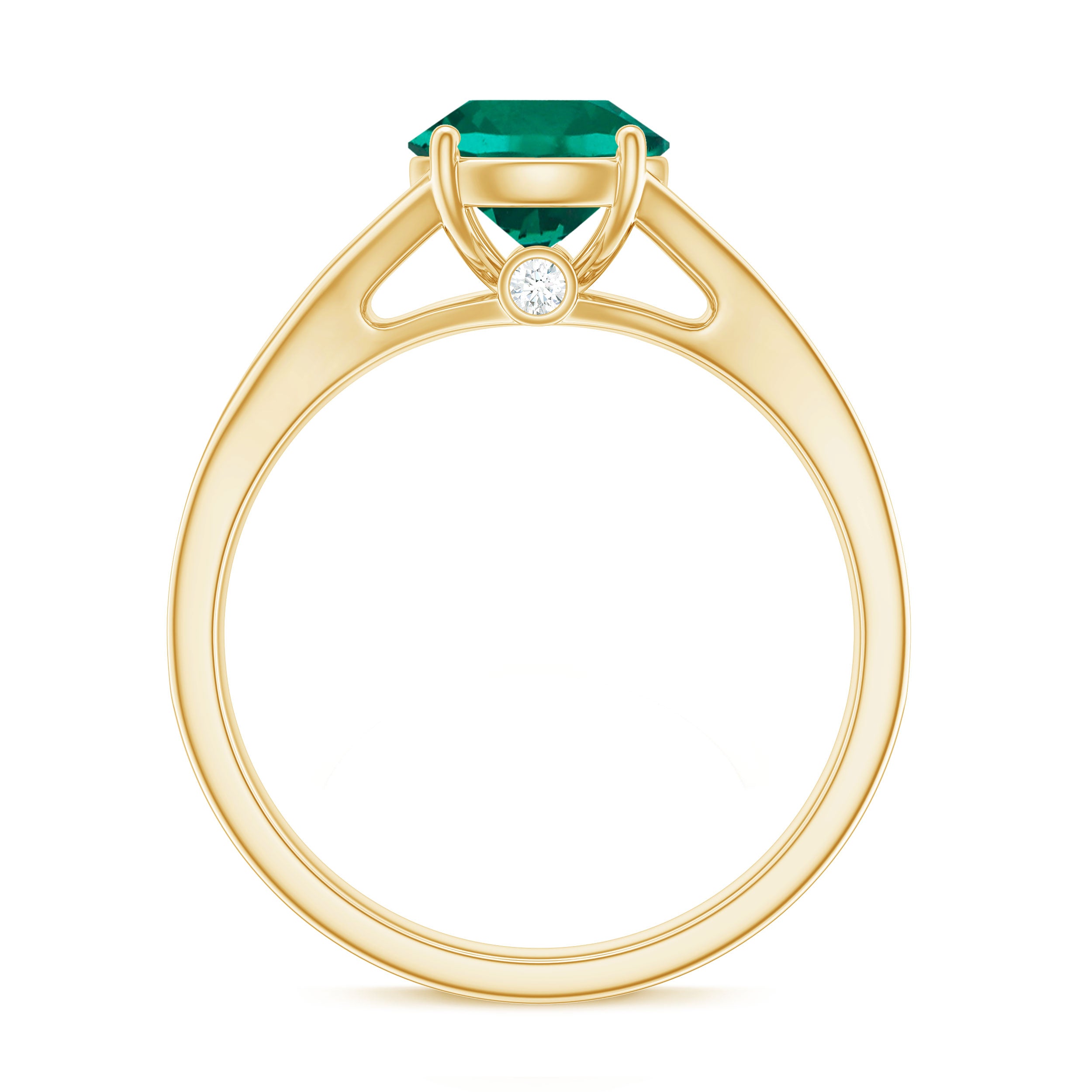 Rosec Jewels-Certified 8 mm Lab Grown Emerald Split Shank Engagement Ring with Diamond