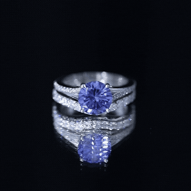 Certified 2.7 Carat Lab Grown Blue Sapphire Engagement Wedding Ring Set with Moissanite AAAA - Rosec Jewels