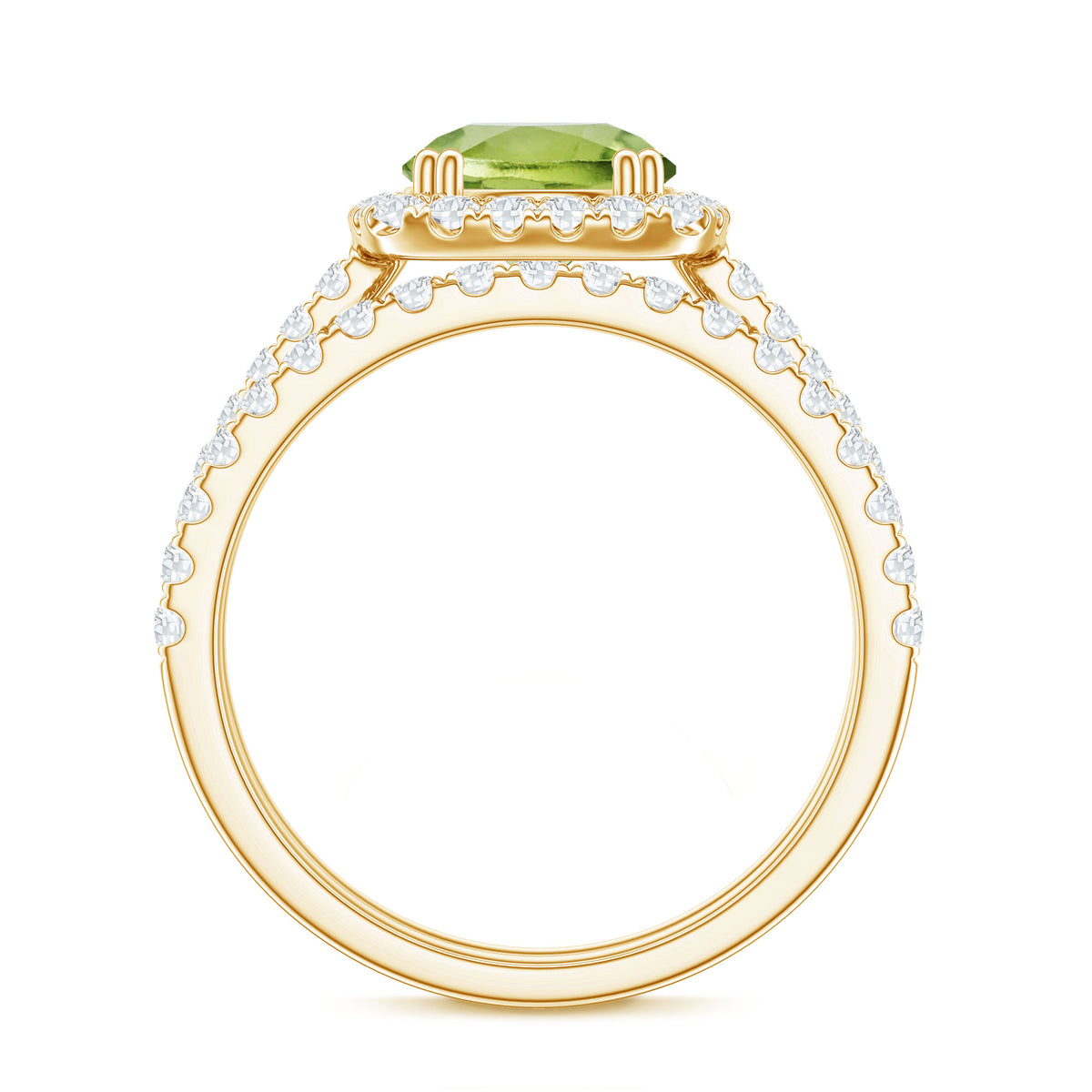 Natural 2 Carat Peridot Engagement Ring with Wedding Band AAA - Rosec Jewels