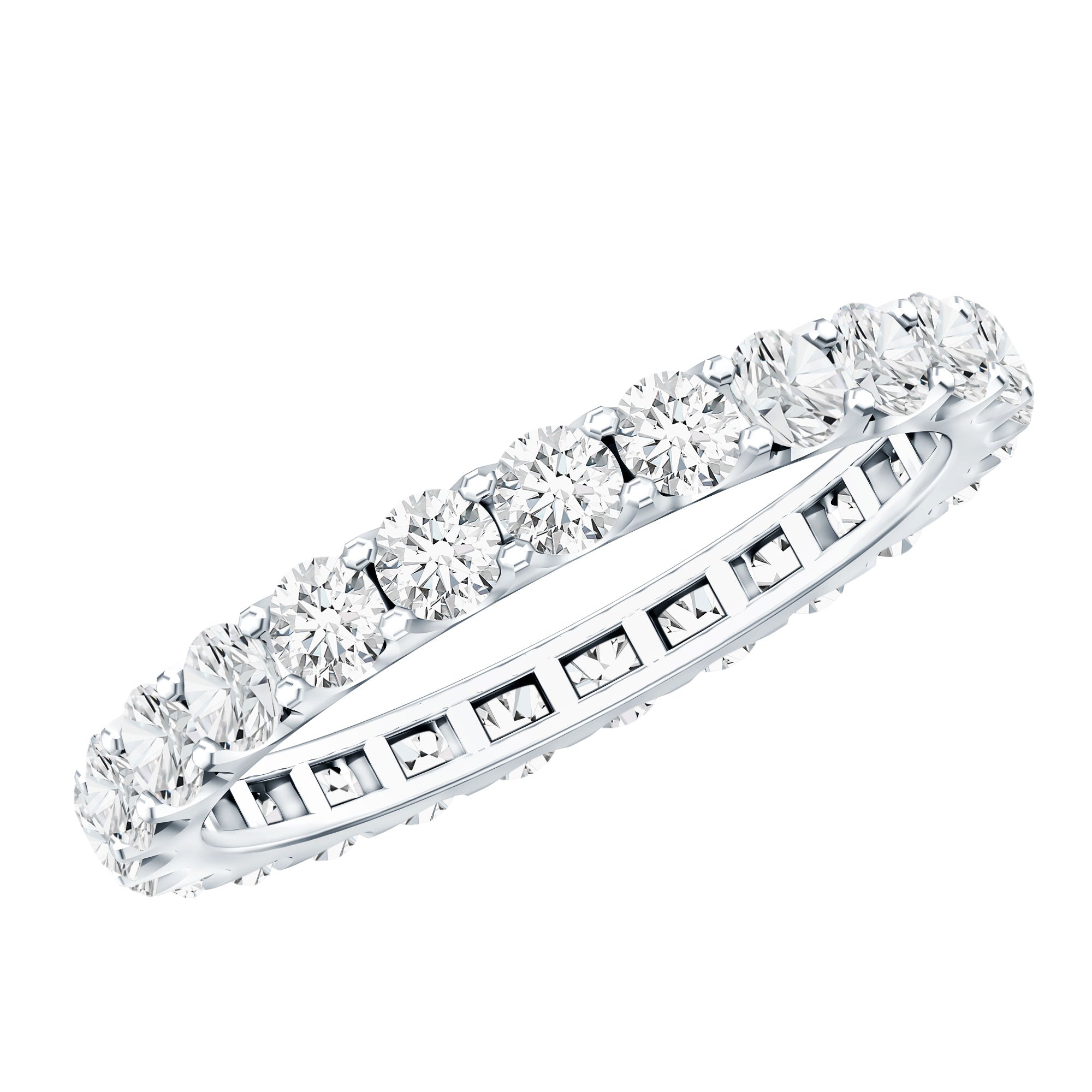 Brilliant Cut Round Moissanite Eternity Anniversary Band D-VS1 - Rosec Jewels