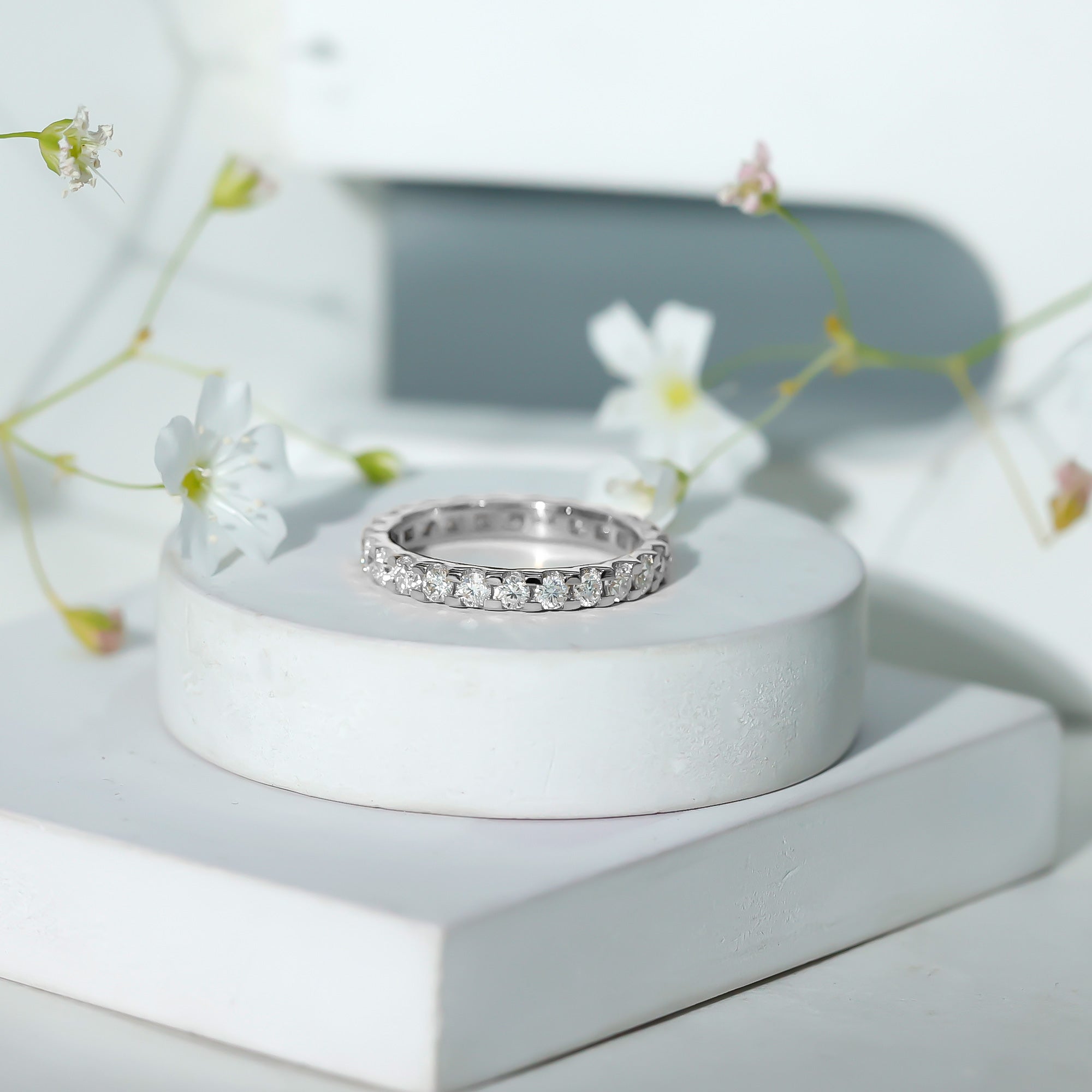 Brilliant Cut Round Moissanite Eternity Anniversary Band D-VS1 - Rosec Jewels