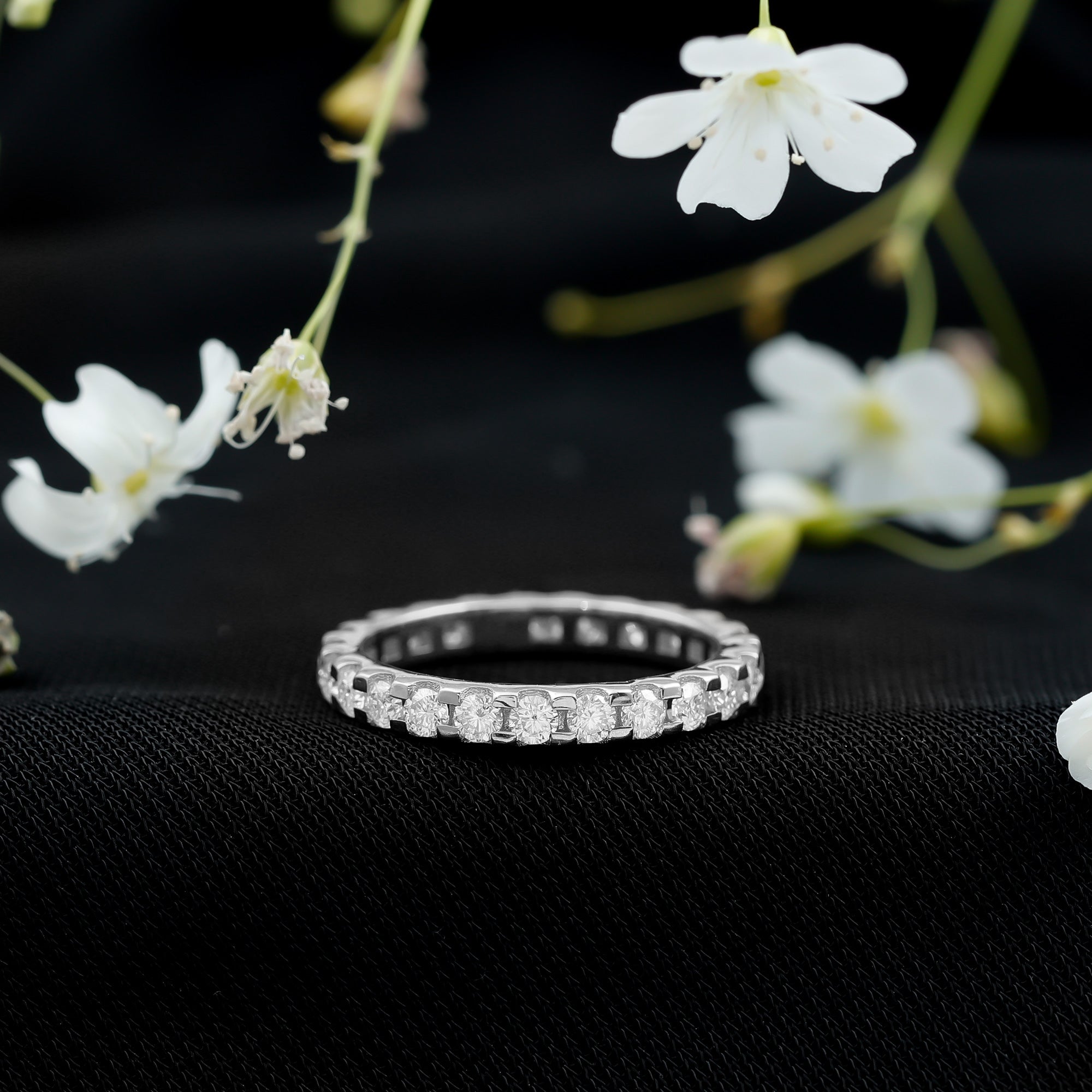 Brilliant Cut Round Moissanite Eternity Anniversary Band D-VS1 - Rosec Jewels