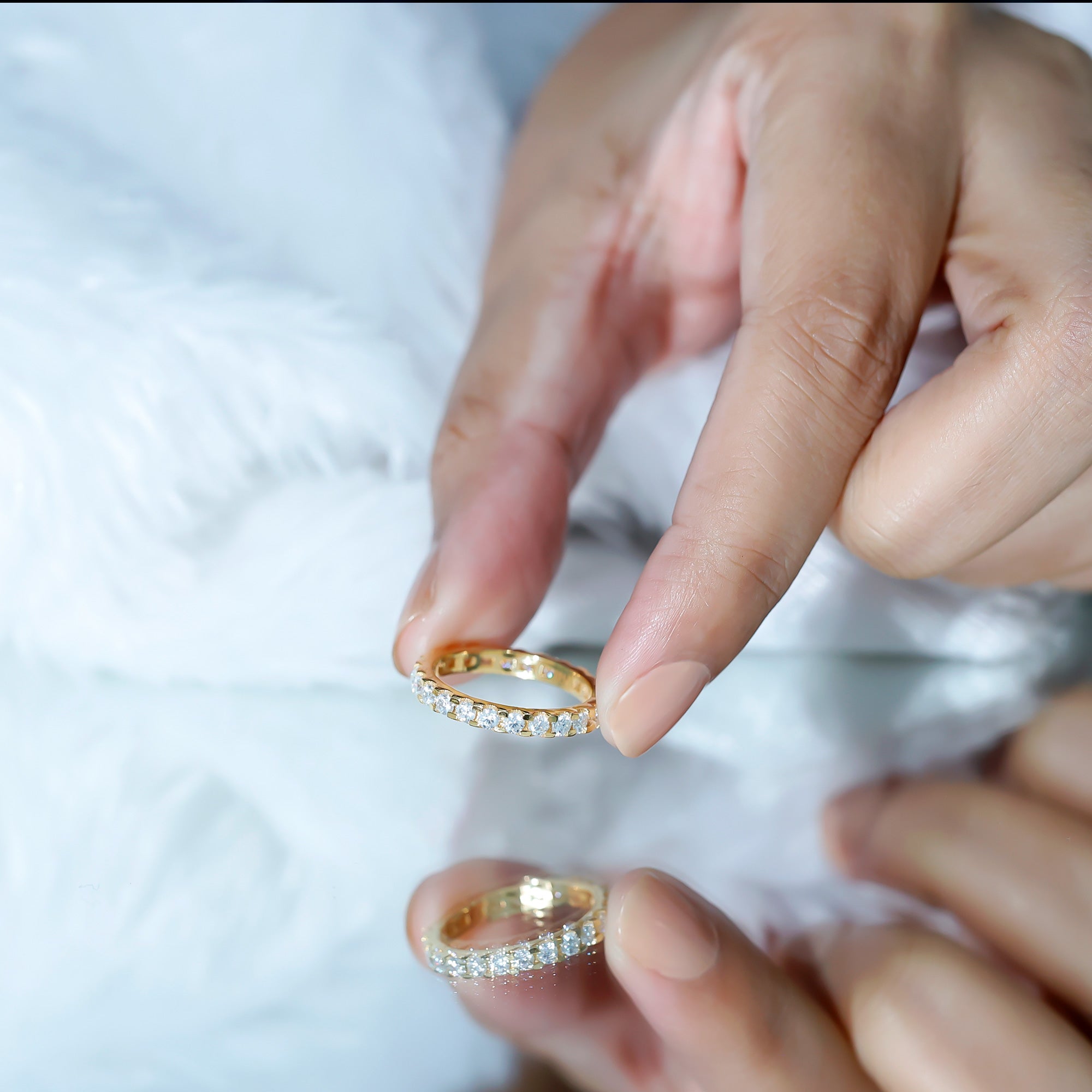 Brilliant Cut Round Moissanite Eternity Anniversary Band D-VS1 - Rosec Jewels