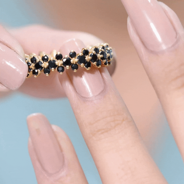 Certified Black Spinel Eternity Band Ring for Women AAA - Rosec Jewels