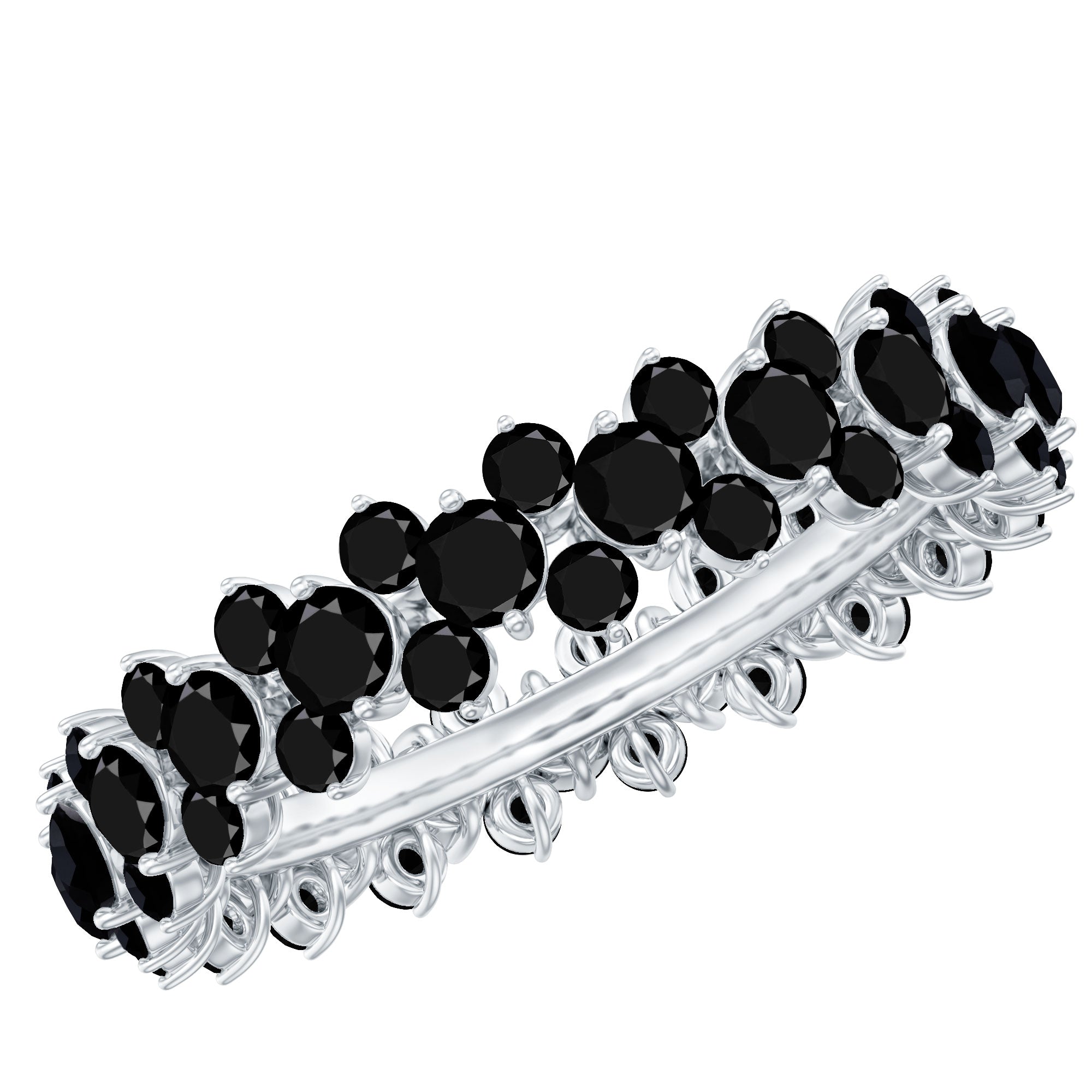 Certified Black Spinel Eternity Band Ring for Women AAA - Rosec Jewels