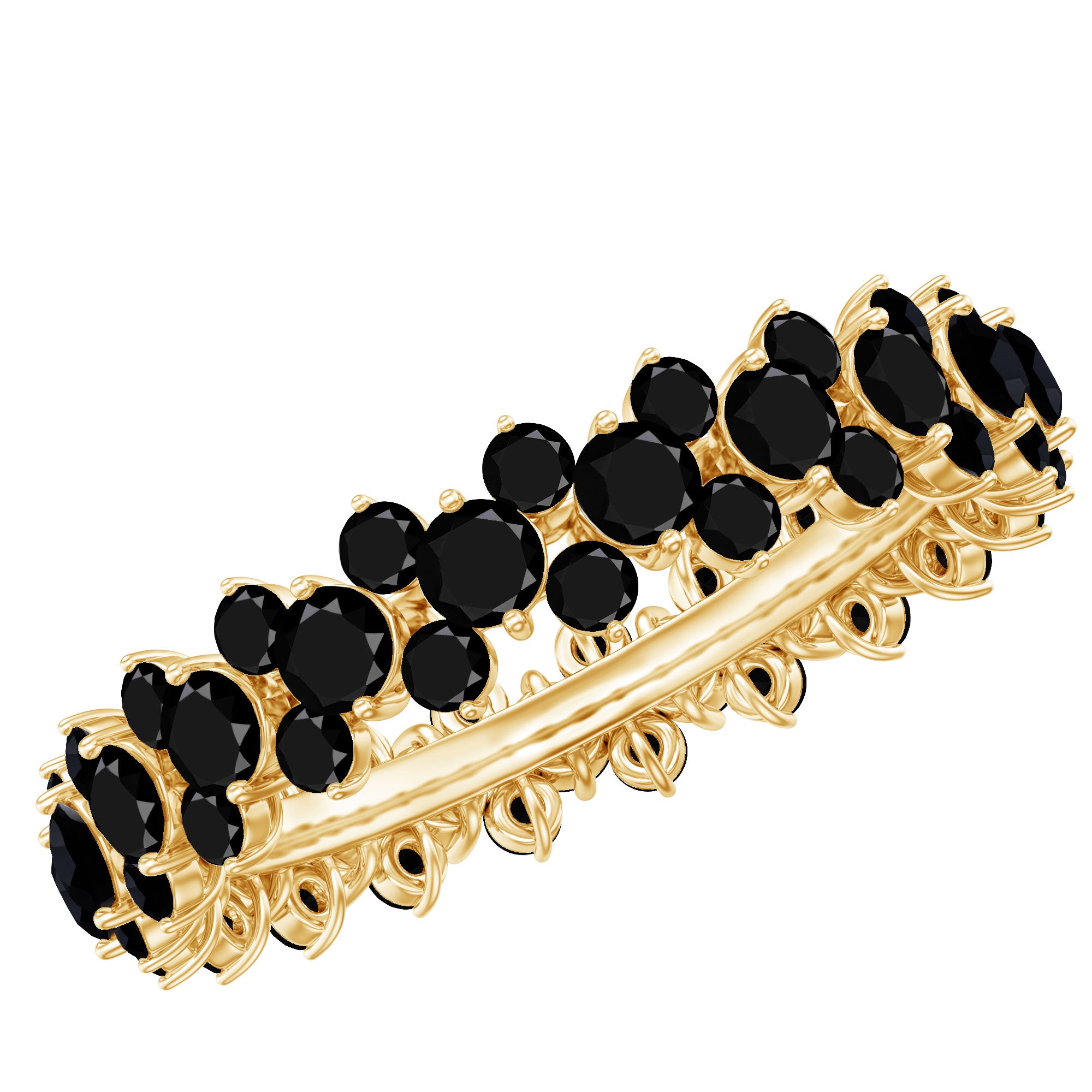 Certified Black Spinel Eternity Band Ring for Women AAA - Rosec Jewels