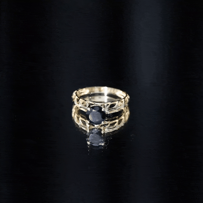 Round Cut Solitaire Black Onyx Engagement Ring with Certificate AAA - Rosec Jewels
