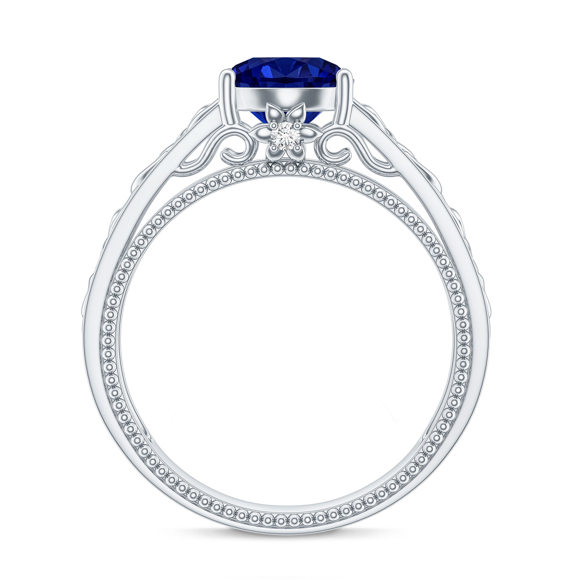 Certified 2.7 Carat Lab Grown Blue Sapphire Celtic Engagement Ring with Surprise Diamond AAAA - Rosec Jewels