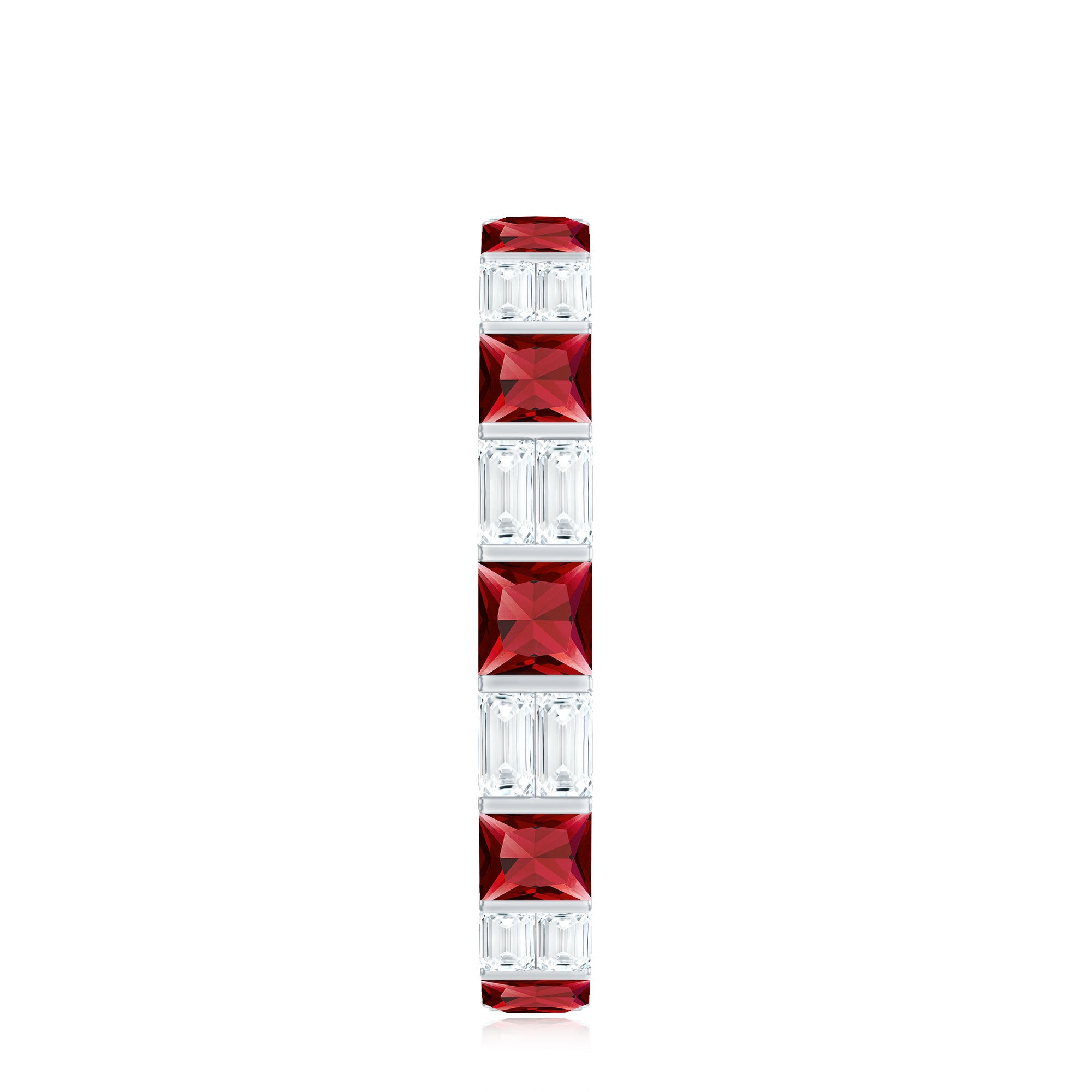 Princess Cut Lab Created Ruby And Moissanite Full Eternity Ring AAAA - Rosec Jewels