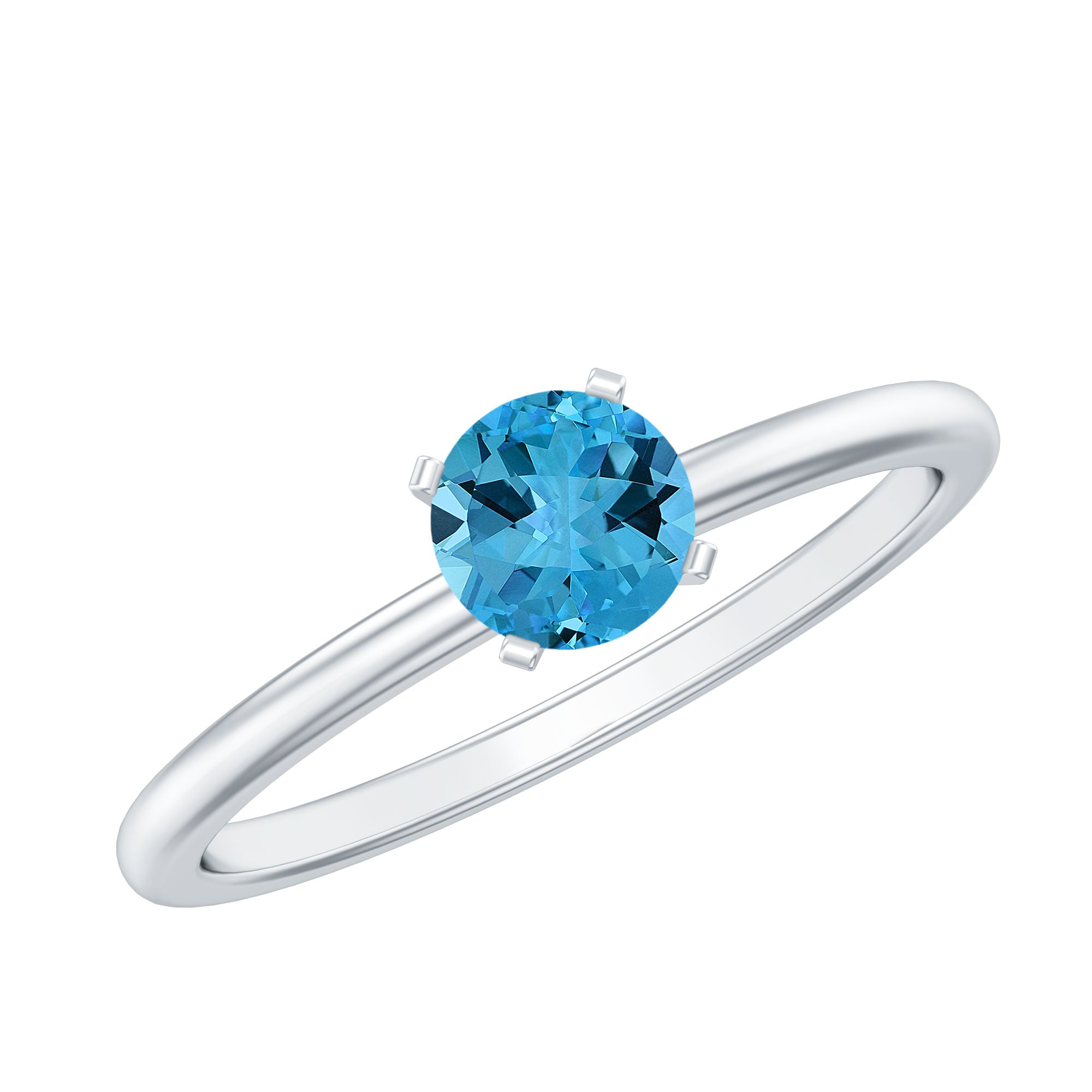 1/2 CT Solitaire Swiss Blue Topaz Ring for Her