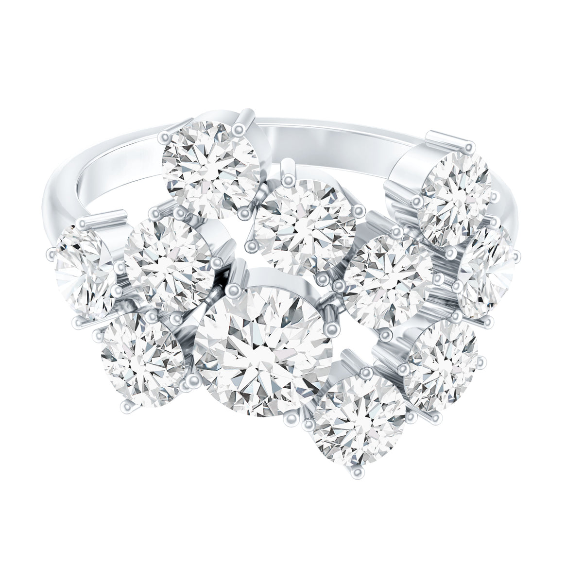 Certified Round Moissanite Cluster Engagement Ring for Women D-VS1 - Rosec Jewels