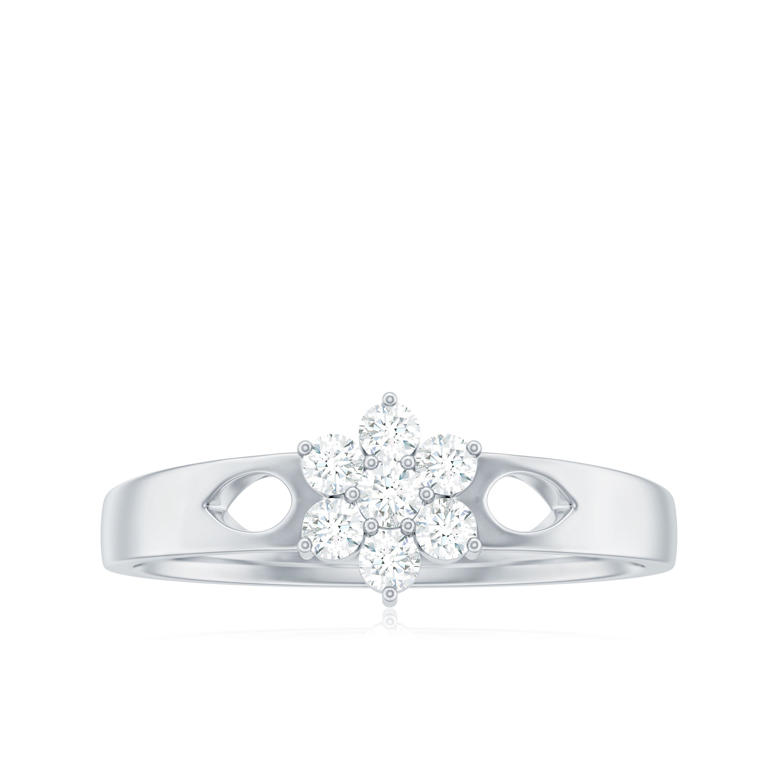 Nature Inspired Diamond Flower Promise Ring for Proposal Natural - ( HI-SI ) - Rosec Jewels