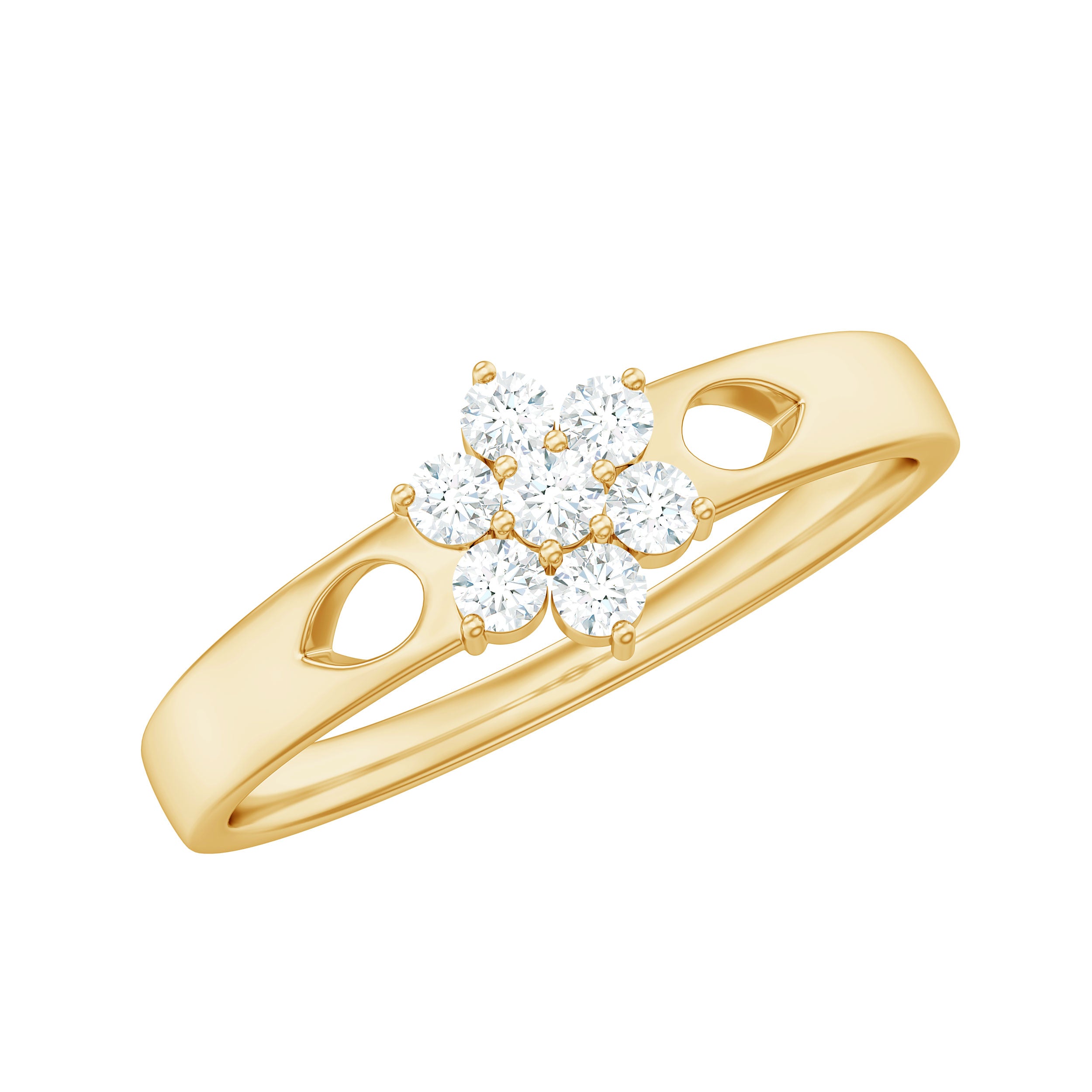 Nature Inspired Diamond Flower Promise Ring for Proposal Natural - ( HI-SI ) - Rosec Jewels