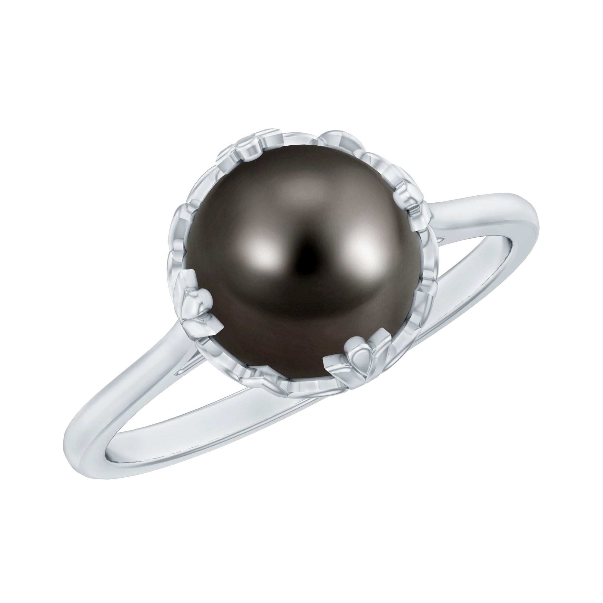 Handpicked Genuine Black Tahitian Pearl Engagement Ring