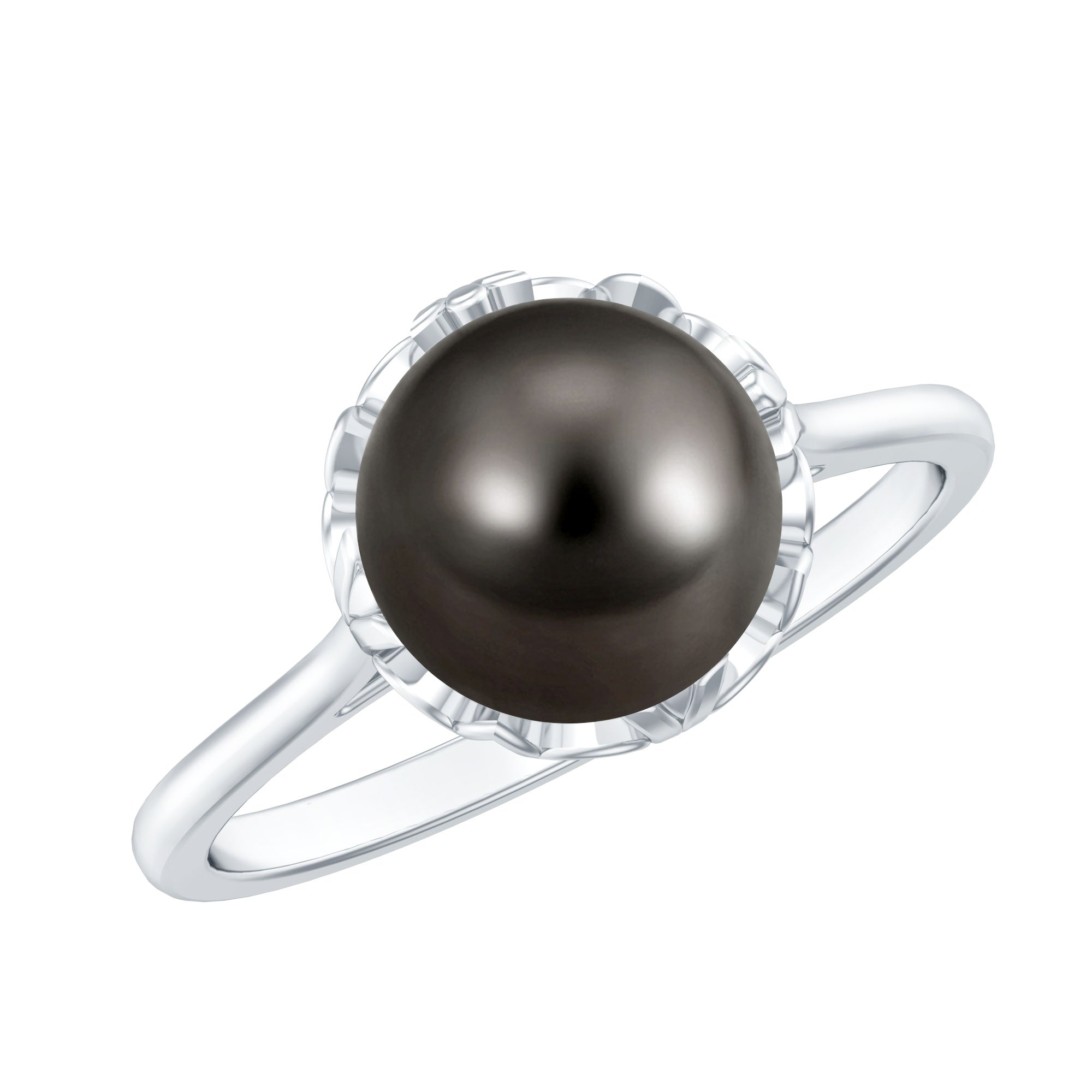 Rosec Jewels-Handpicked Genuine Black Tahitian Pearl Engagement Ring