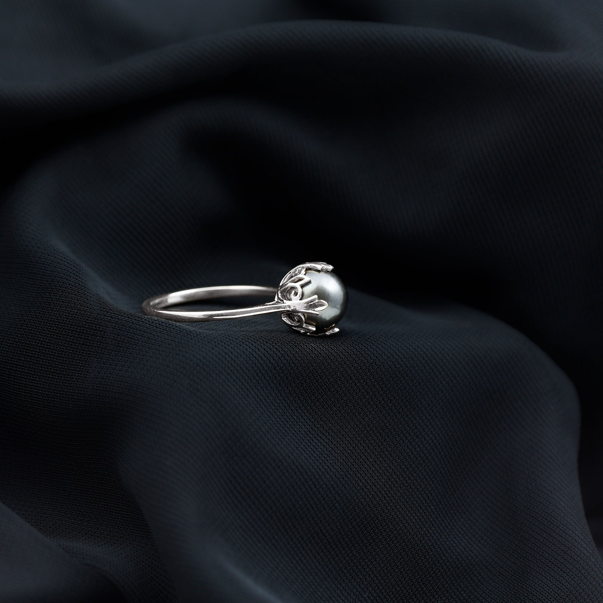 Rosec Jewels-Handpicked Genuine Black Tahitian Pearl Engagement Ring