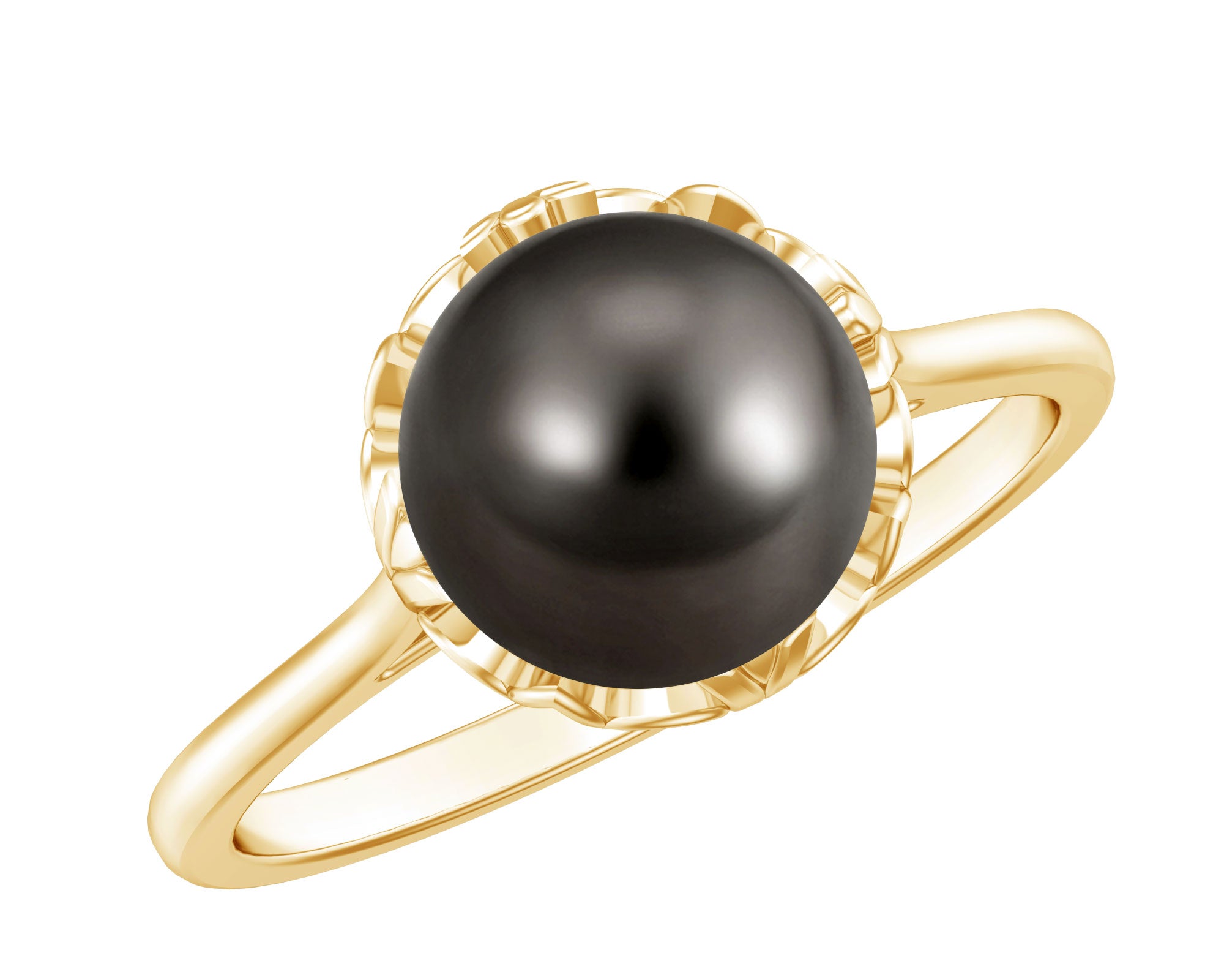 Rosec Jewels-Handpicked Genuine Black Tahitian Pearl Engagement Ring