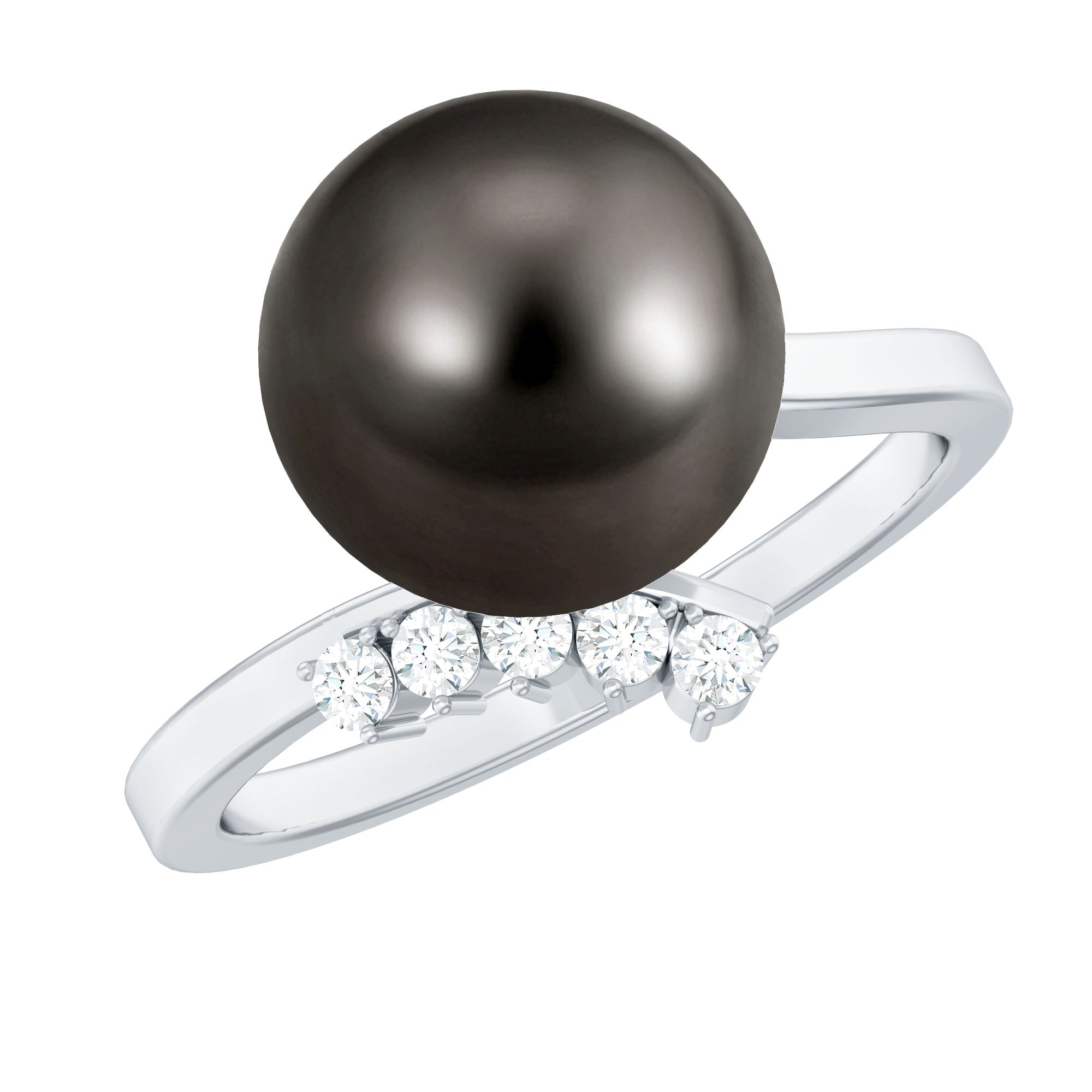 7.75 CT Designer Tahitian Pearl Solitaire Ring with Diamond AAA - Rosec Jewels