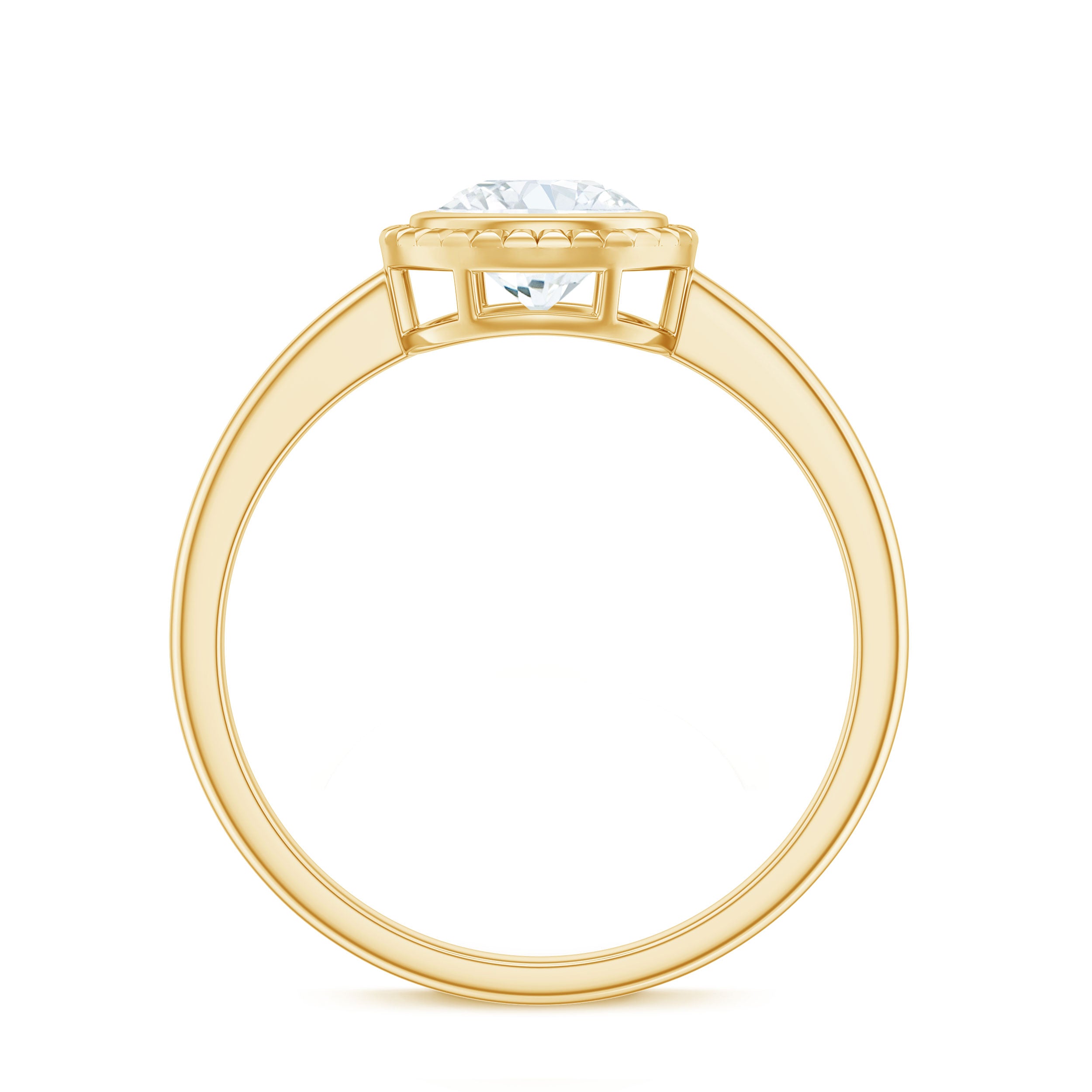 6mm Round Moissanite Solitaire Engagement Ring in Bezel Setting D-VS1 - Rosec Jewels