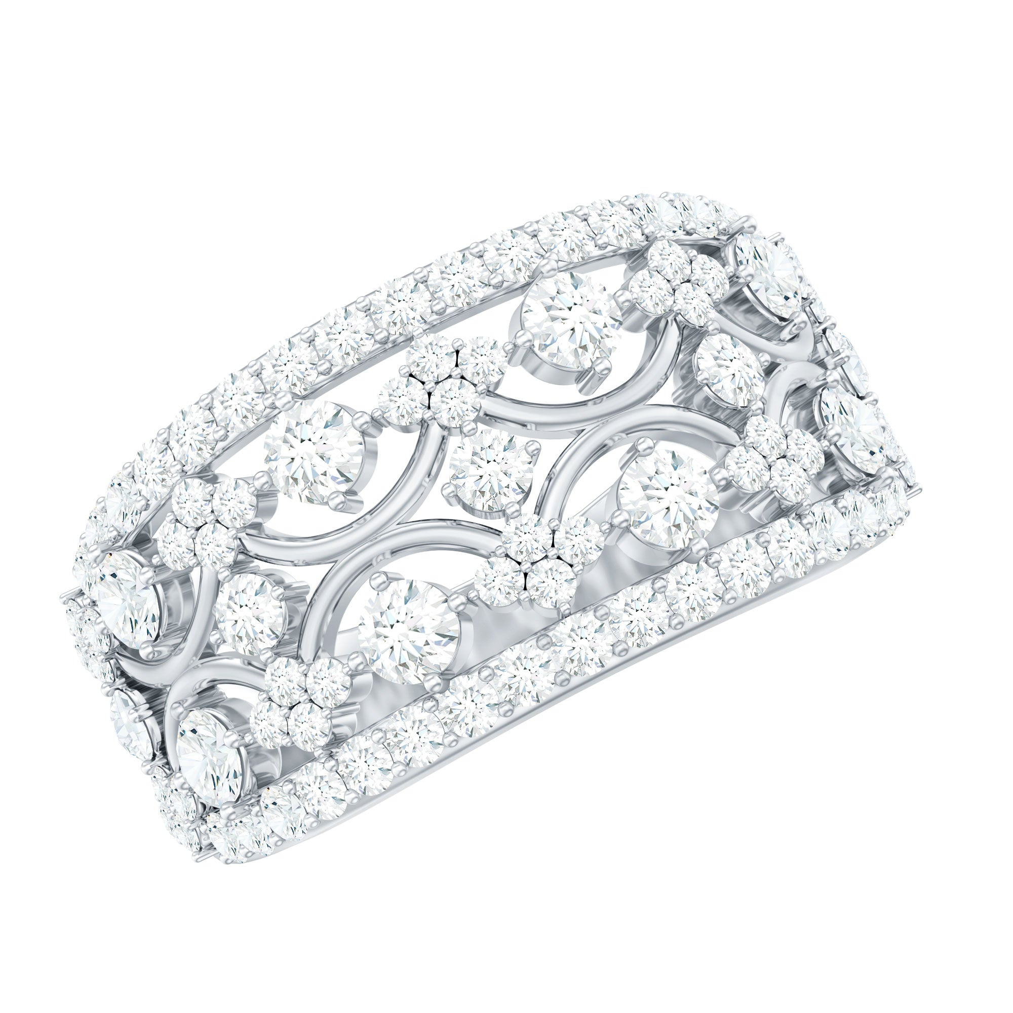 Certified Moissanite Vintage Wedding Band Ring