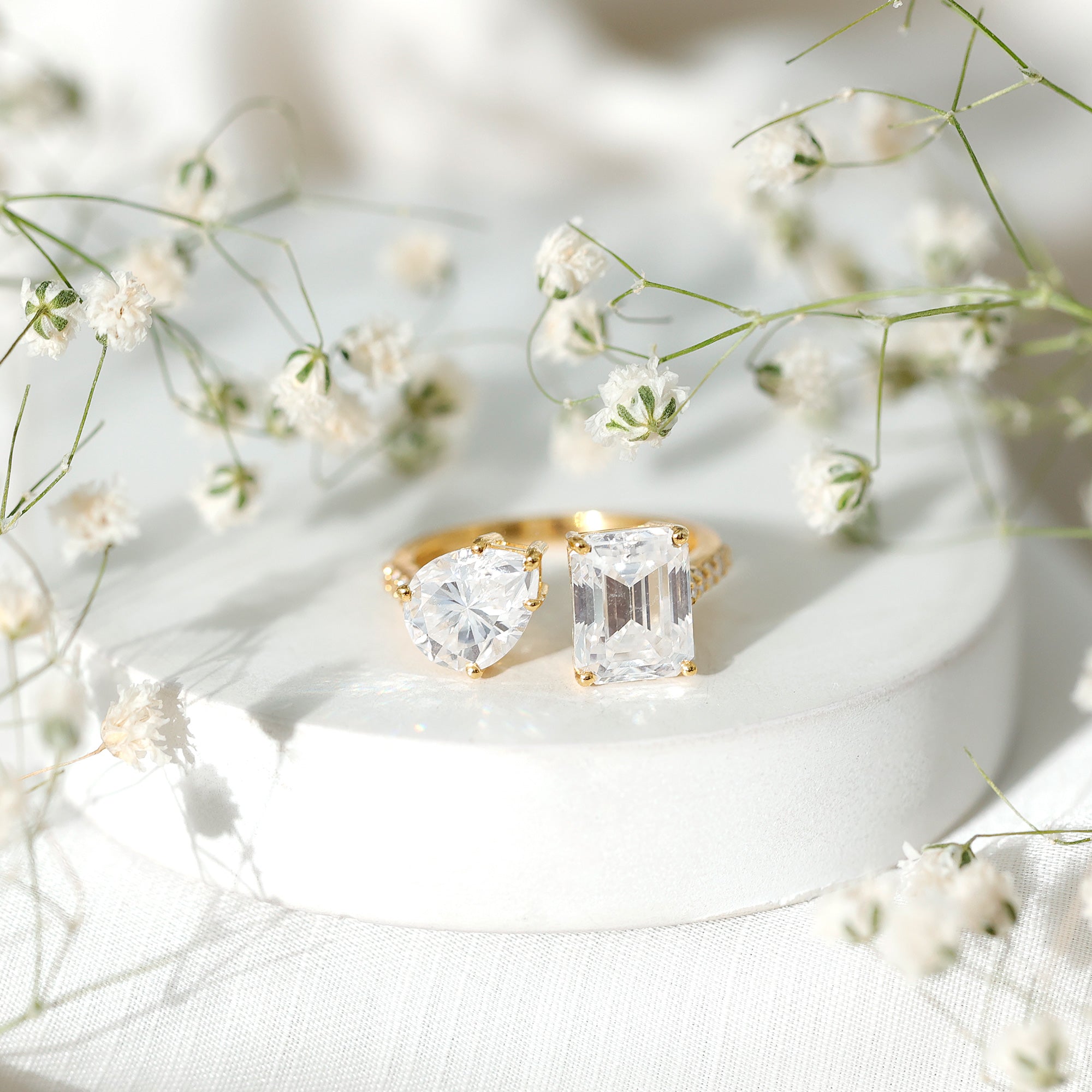 Rosec Jewels-Toi Et Moi Moissanite Engagement Ring for Women