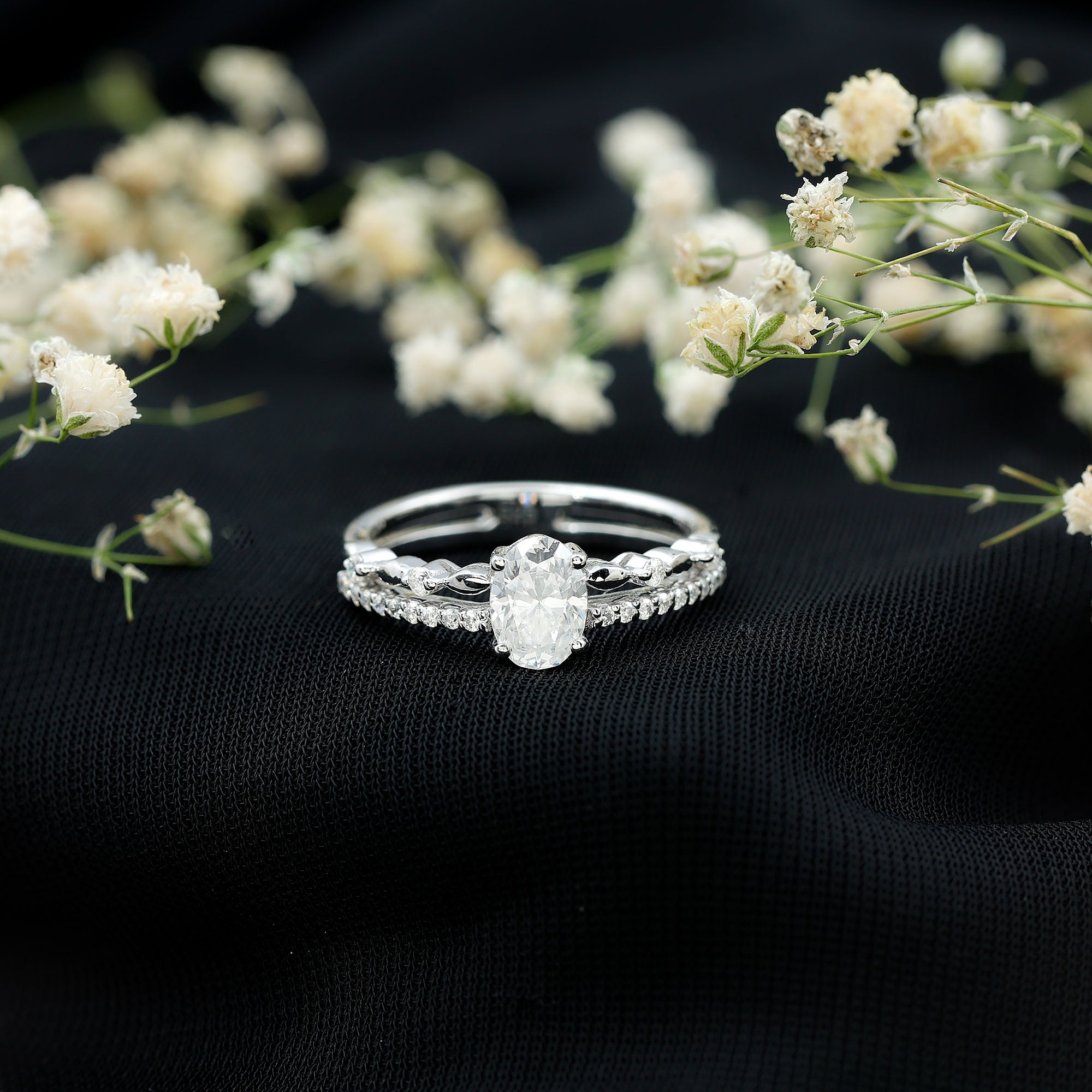 Rosec Jewels-Oval Cut Moissanite Engagement Ring For Women