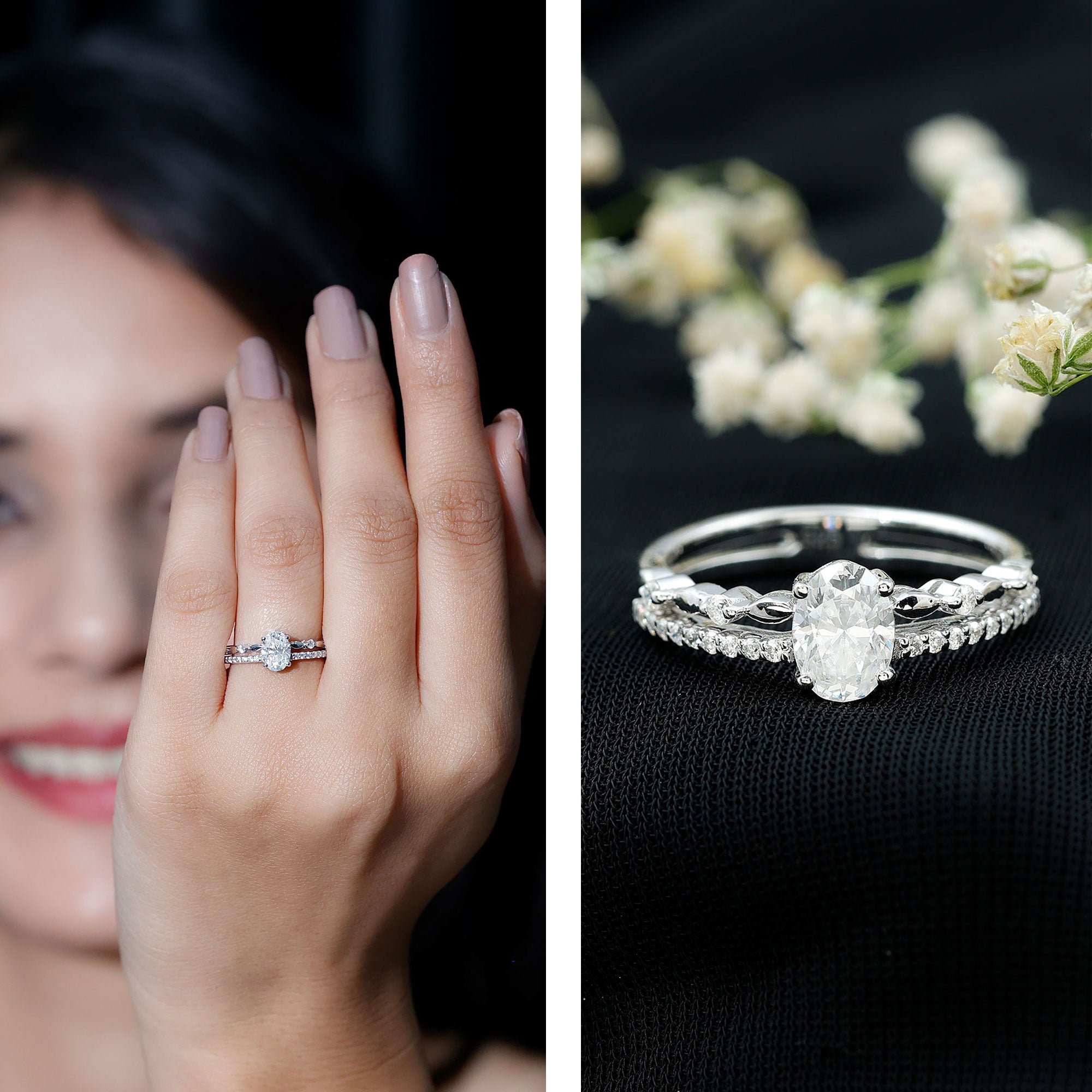 Rosec Jewels-Oval Cut Moissanite Engagement Ring For Women