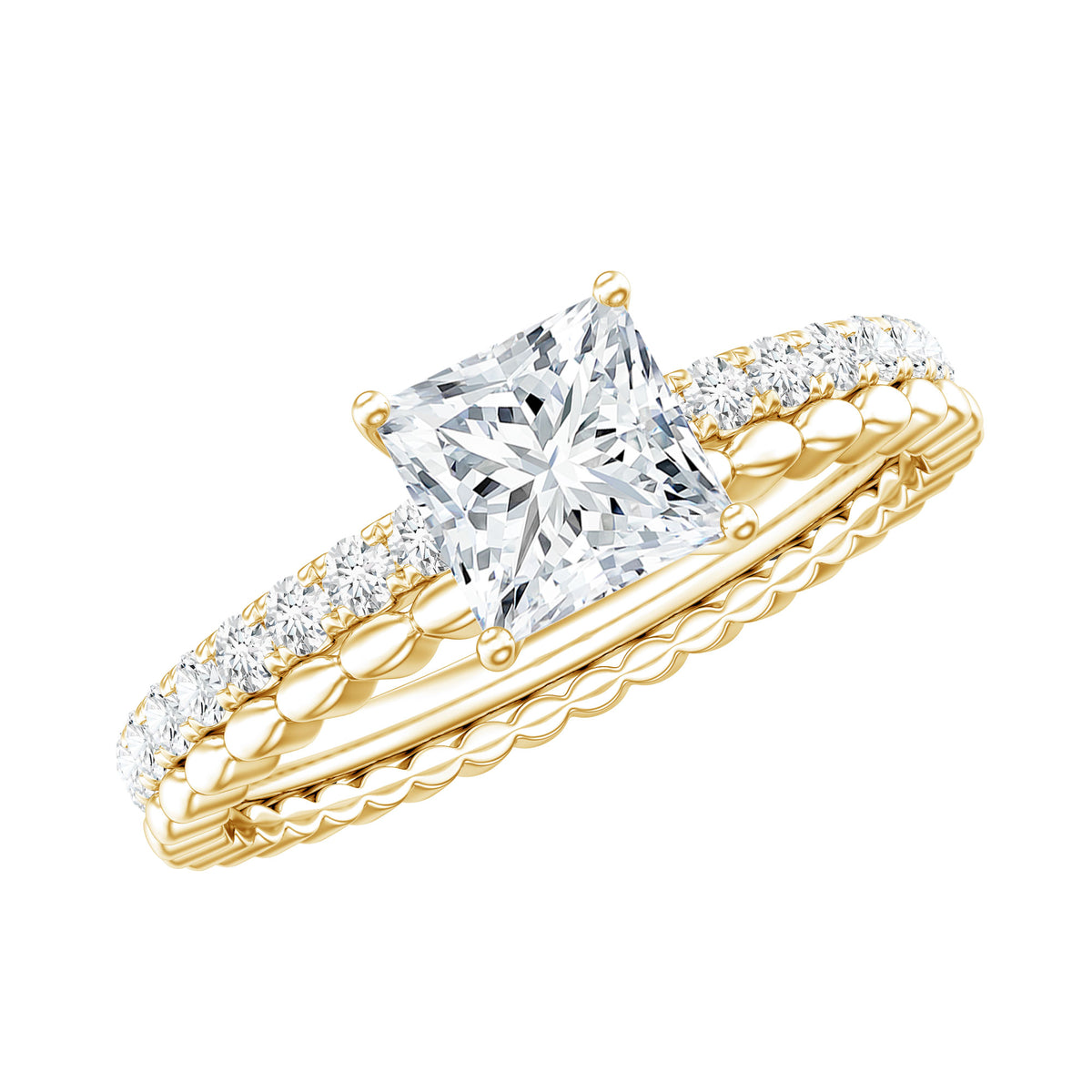 Certified Moissanite Square Cut Engagement Ring For Women D-VS1 - Rosec Jewels