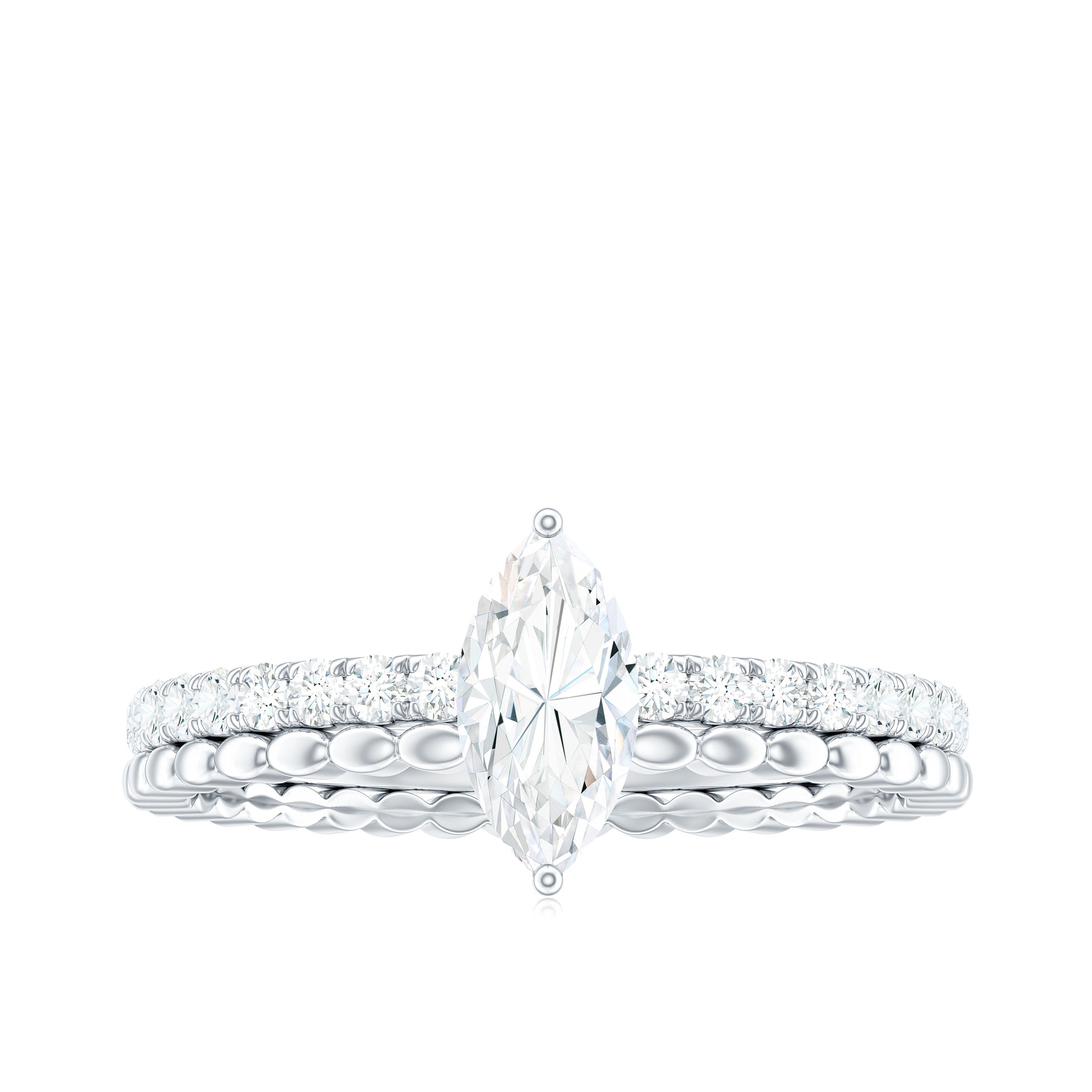 Marquise Cut Moissanite Solitaire Engagement Ring D-VS1 - Rosec Jewels